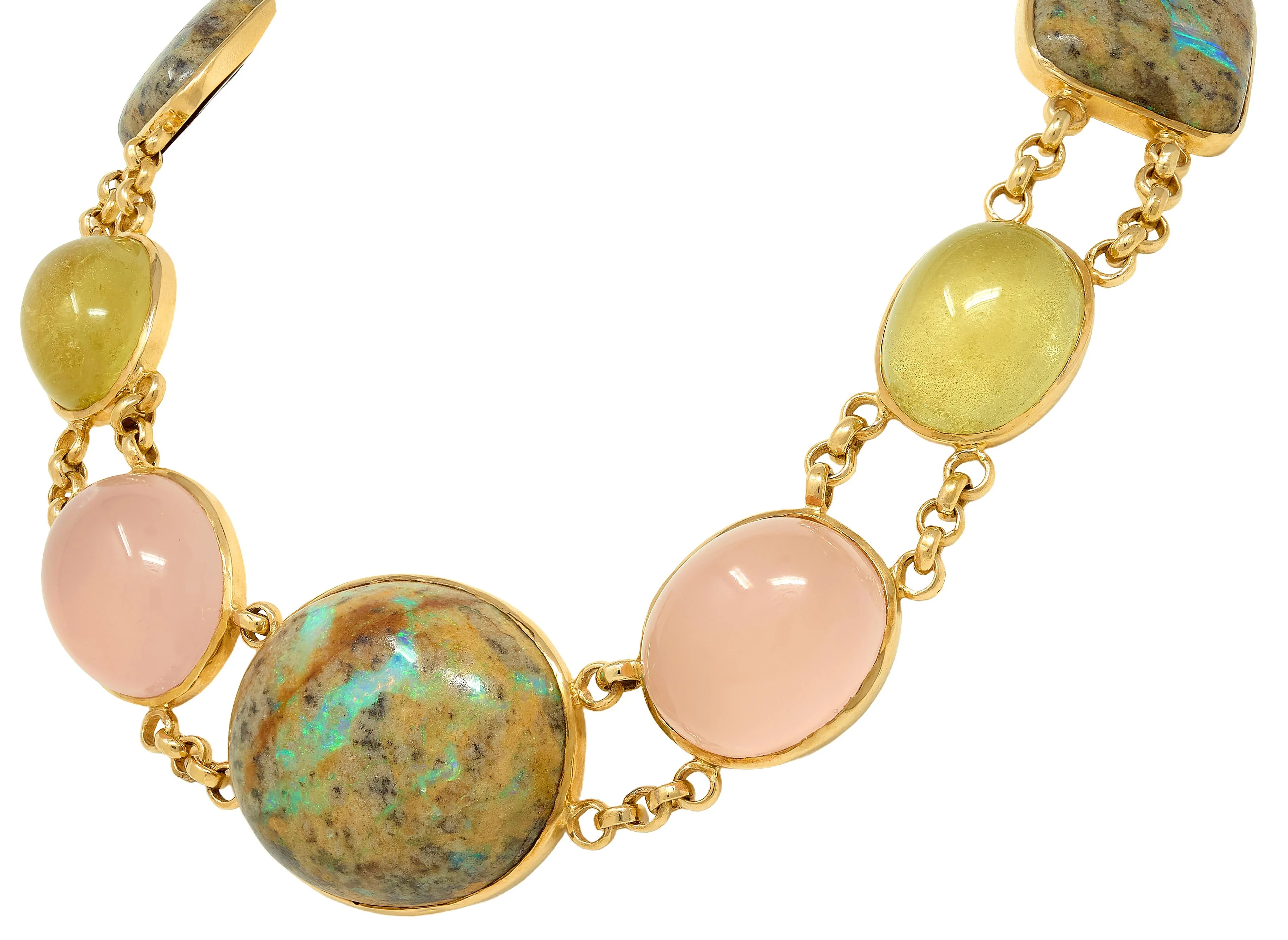 Laura Munder Multi-Gem Opal Cabochon 14 Karat Yellow Gold Station Necklace - Image 6