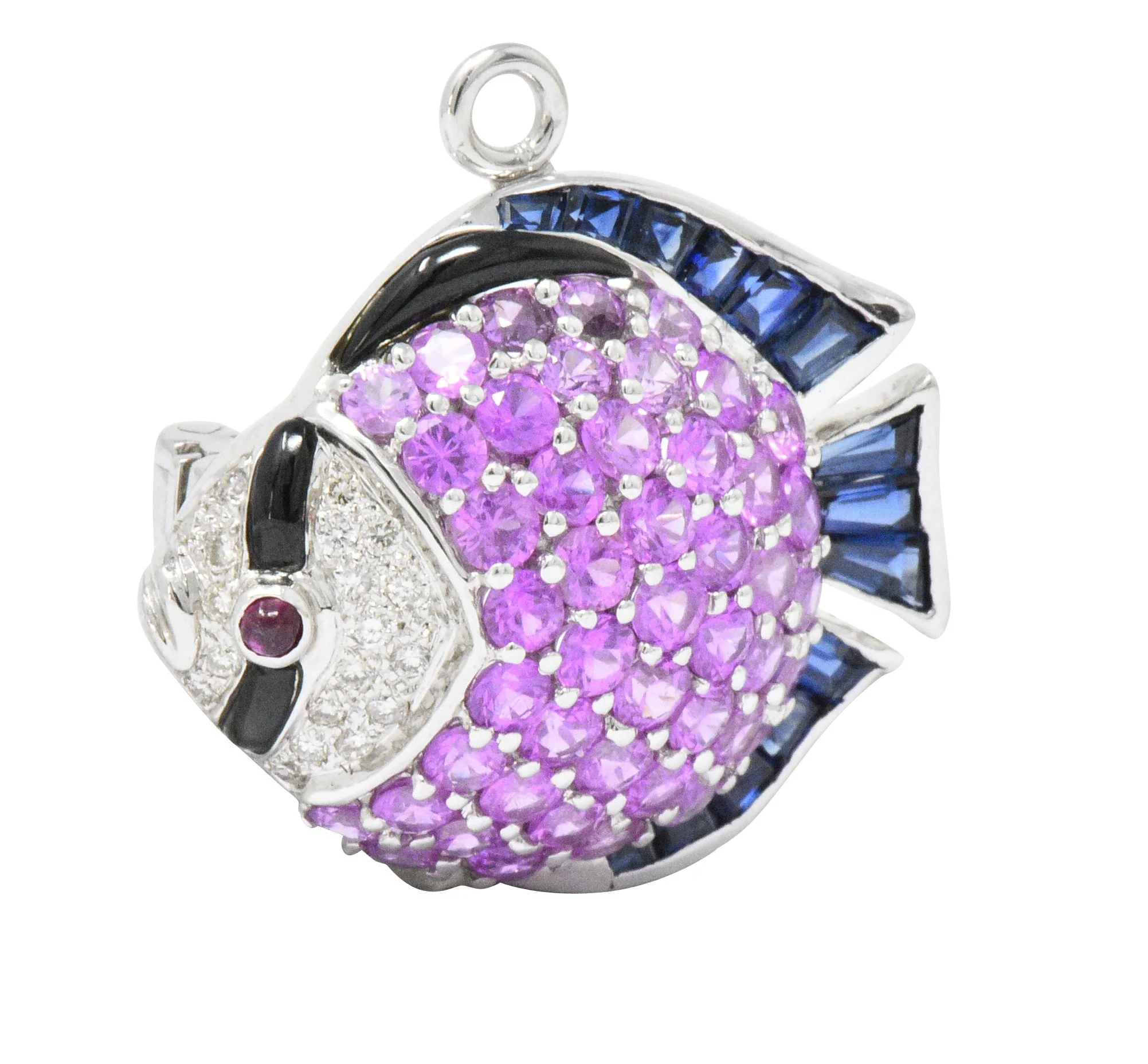 Levian 4.50 CTW Diamond Multi-Gem 18 Karat White Gold Fish Pendant/Brooch - Image 2