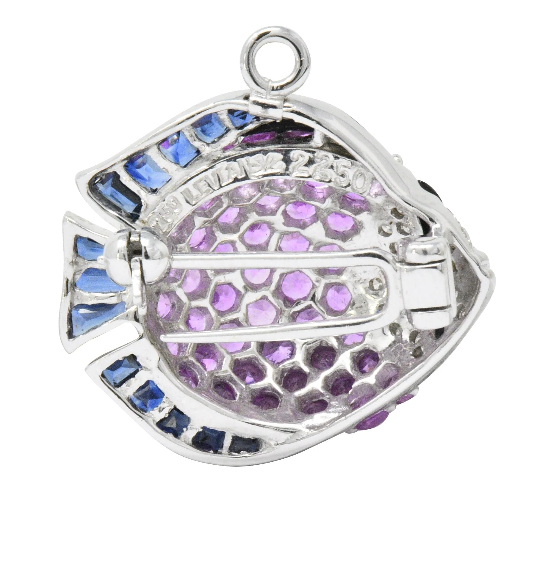 Levian 4.50 CTW Diamond Multi-Gem 18 Karat White Gold Fish Pendant/Brooch - Image 3