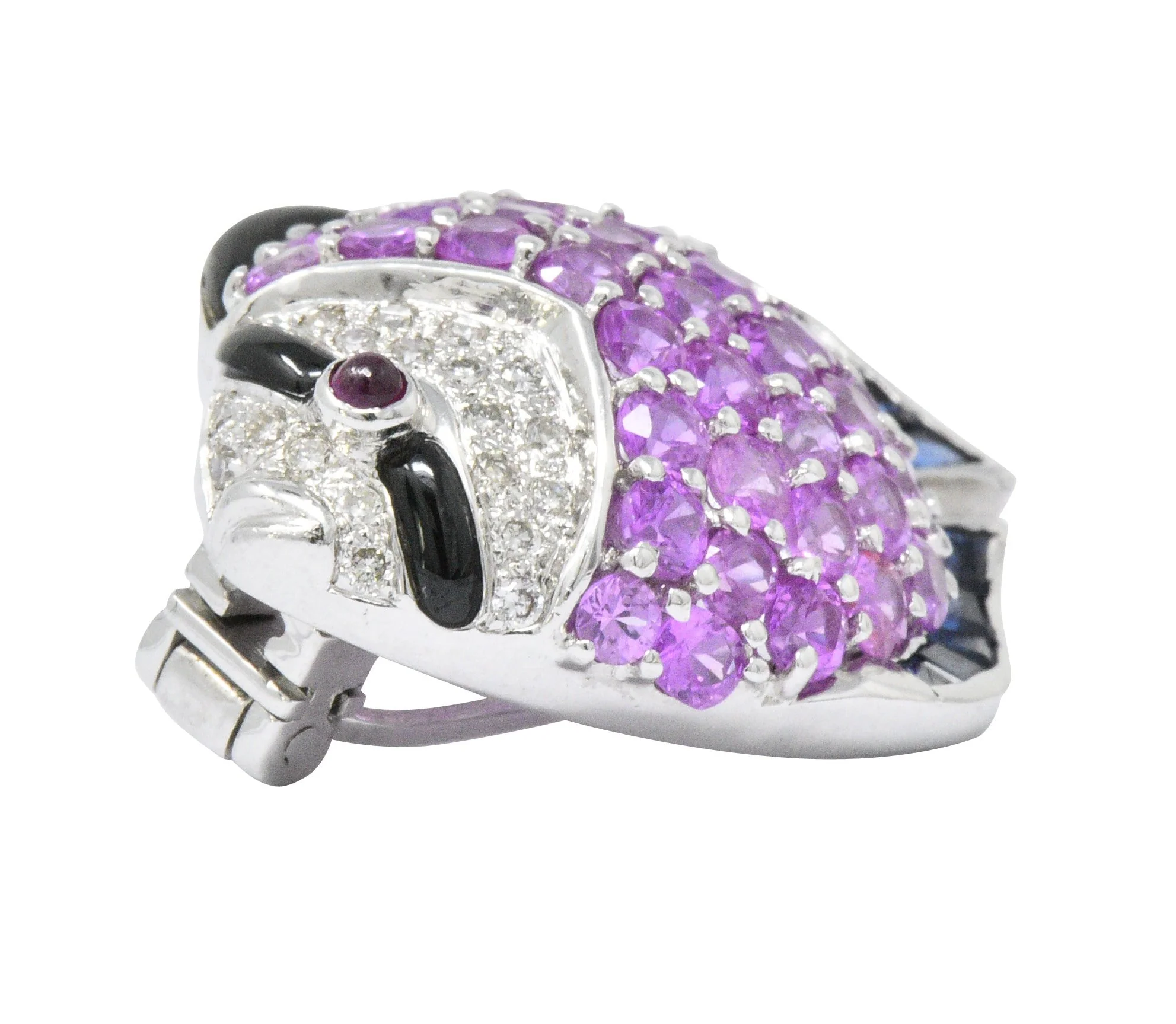 Levian 4.50 CTW Diamond Multi-Gem 18 Karat White Gold Fish Pendant/Brooch - Image 4
