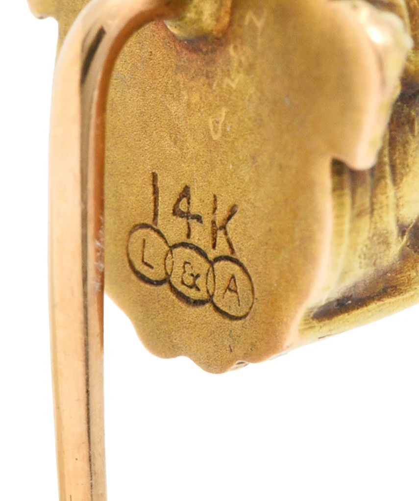 Link & Angell Diamond 14 Karat Gold Bulldog Stickpin - Image 4