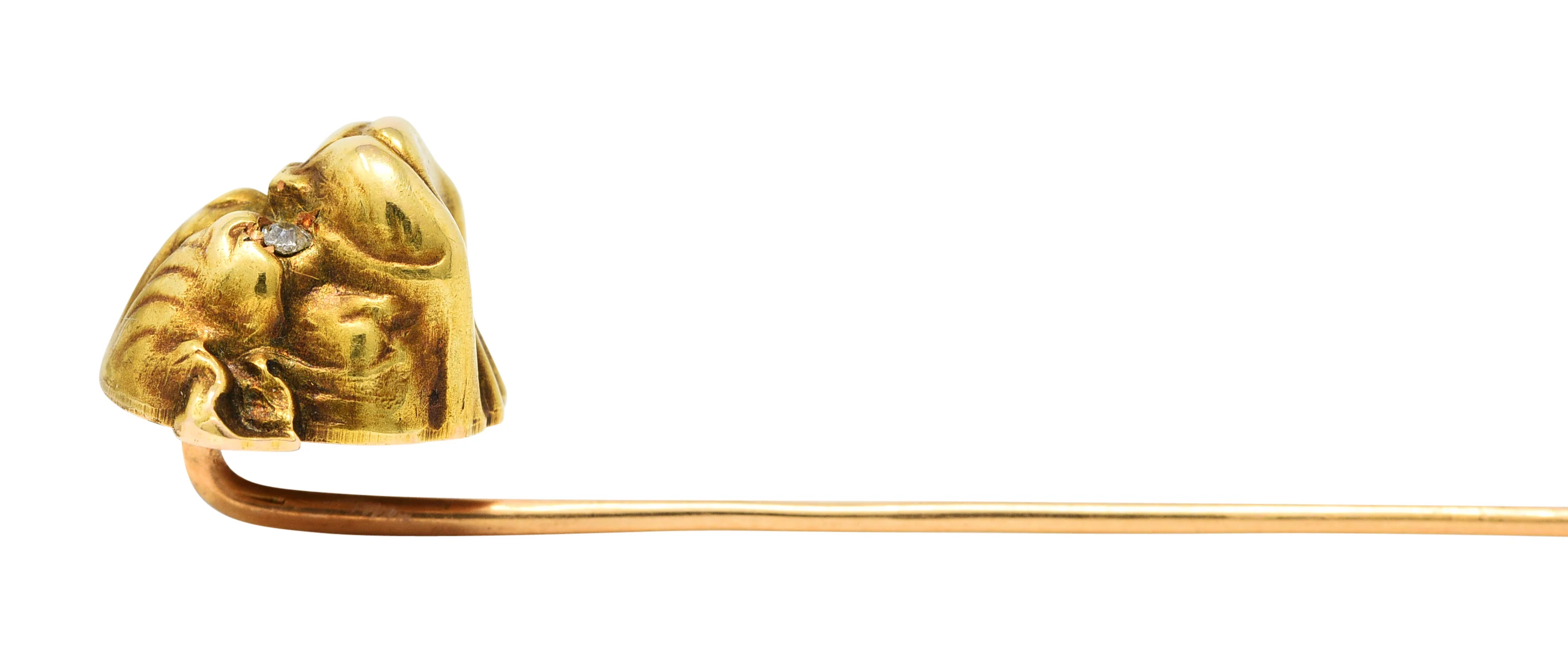 Link & Angell Diamond 14 Karat Gold Bulldog Stickpin - Image 5