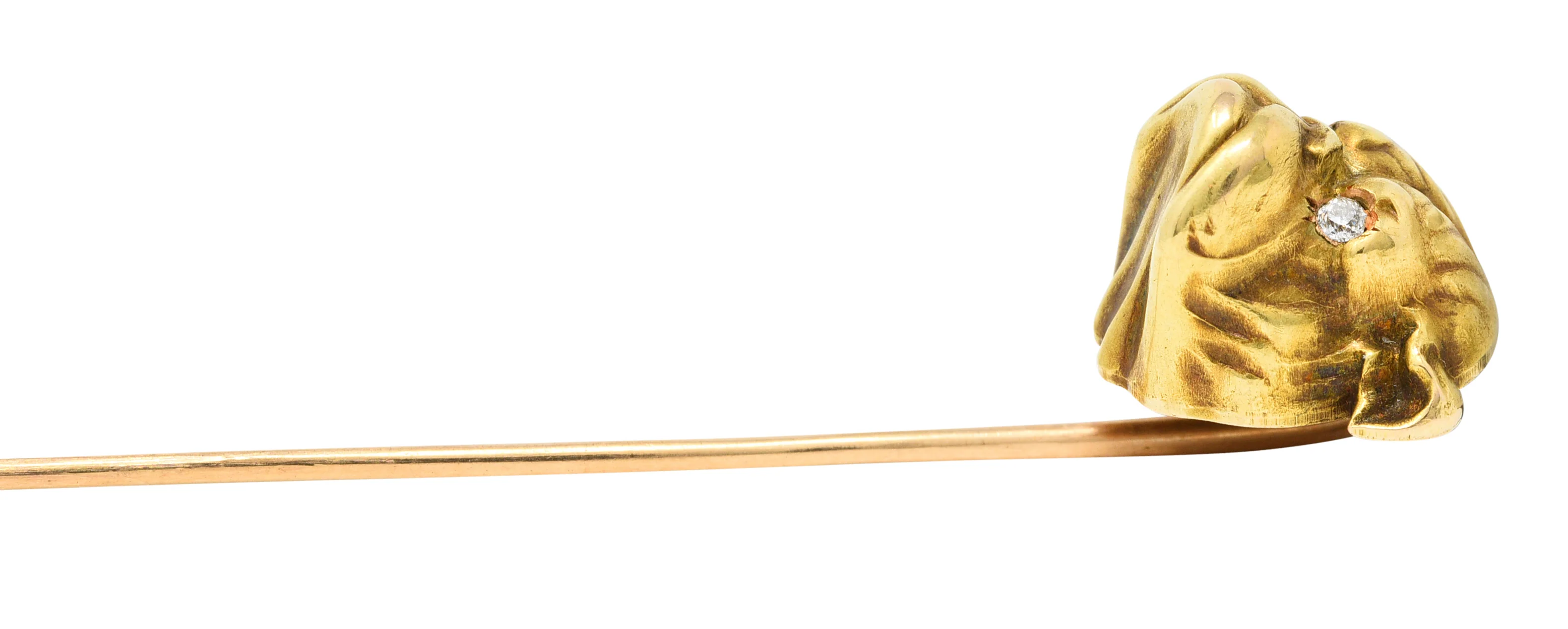 Link & Angell Diamond 14 Karat Gold Bulldog Stickpin - Image 6