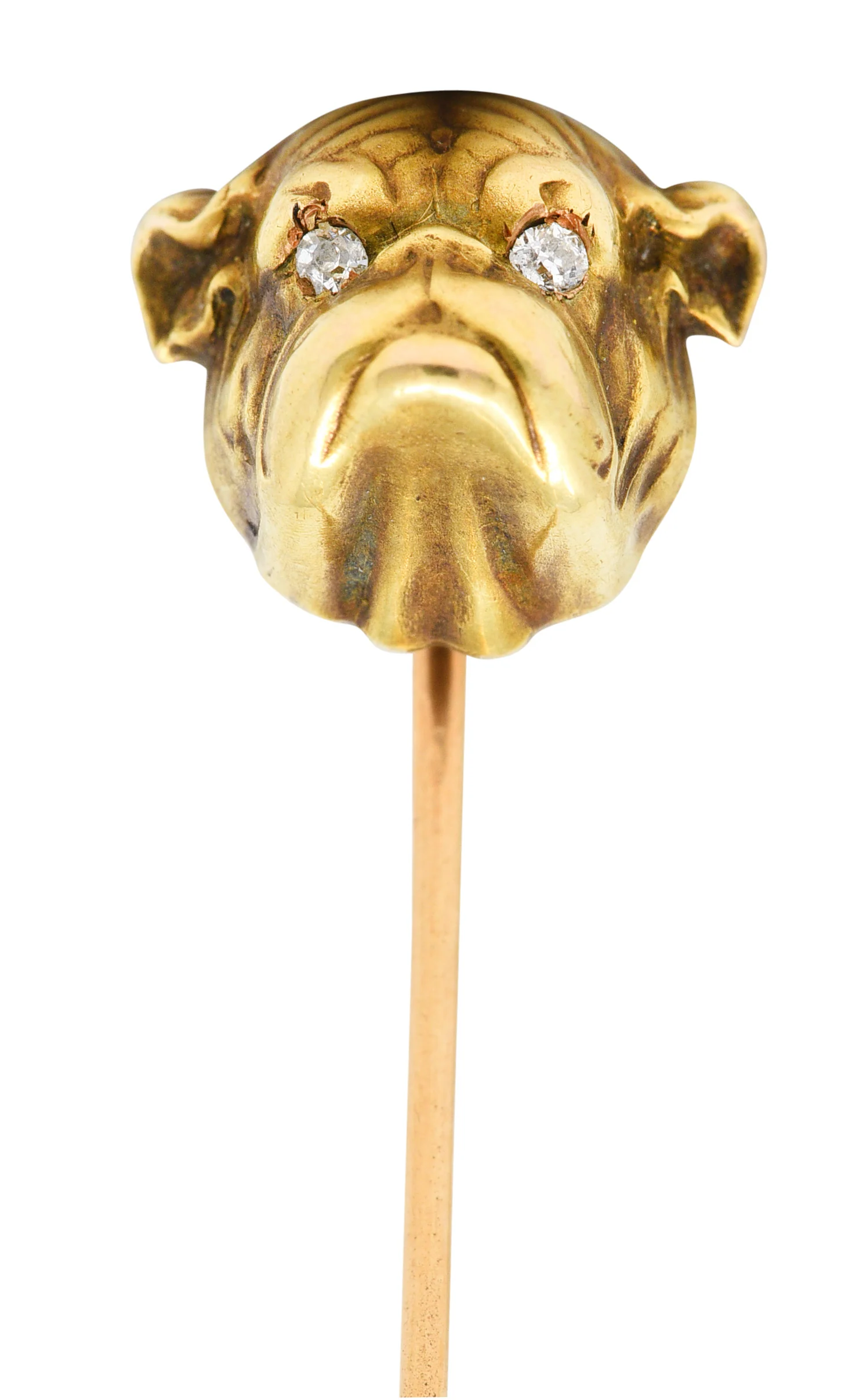 Link & Angell Diamond 14 Karat Gold Bulldog Stickpin - Image 7