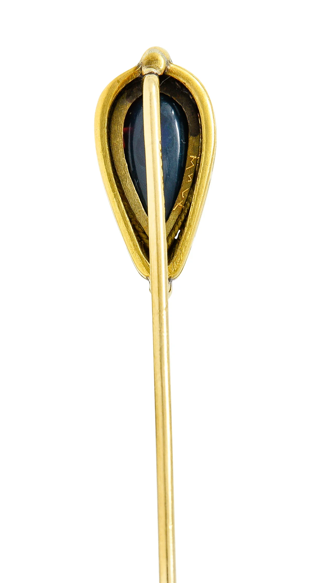 Louis Comfort Tiffany Black Opal Cabochon 18 Karat Gold Stickpin - Image 4
