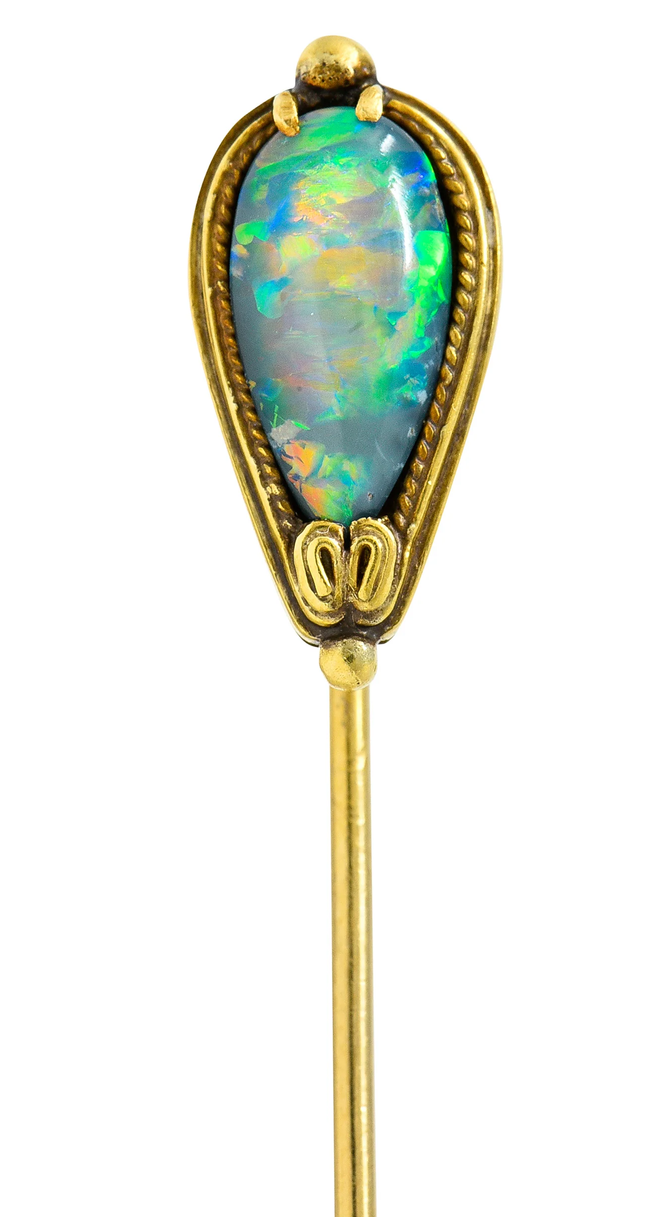 Louis Comfort Tiffany Black Opal Cabochon 18 Karat Gold Stickpin - Image 6
