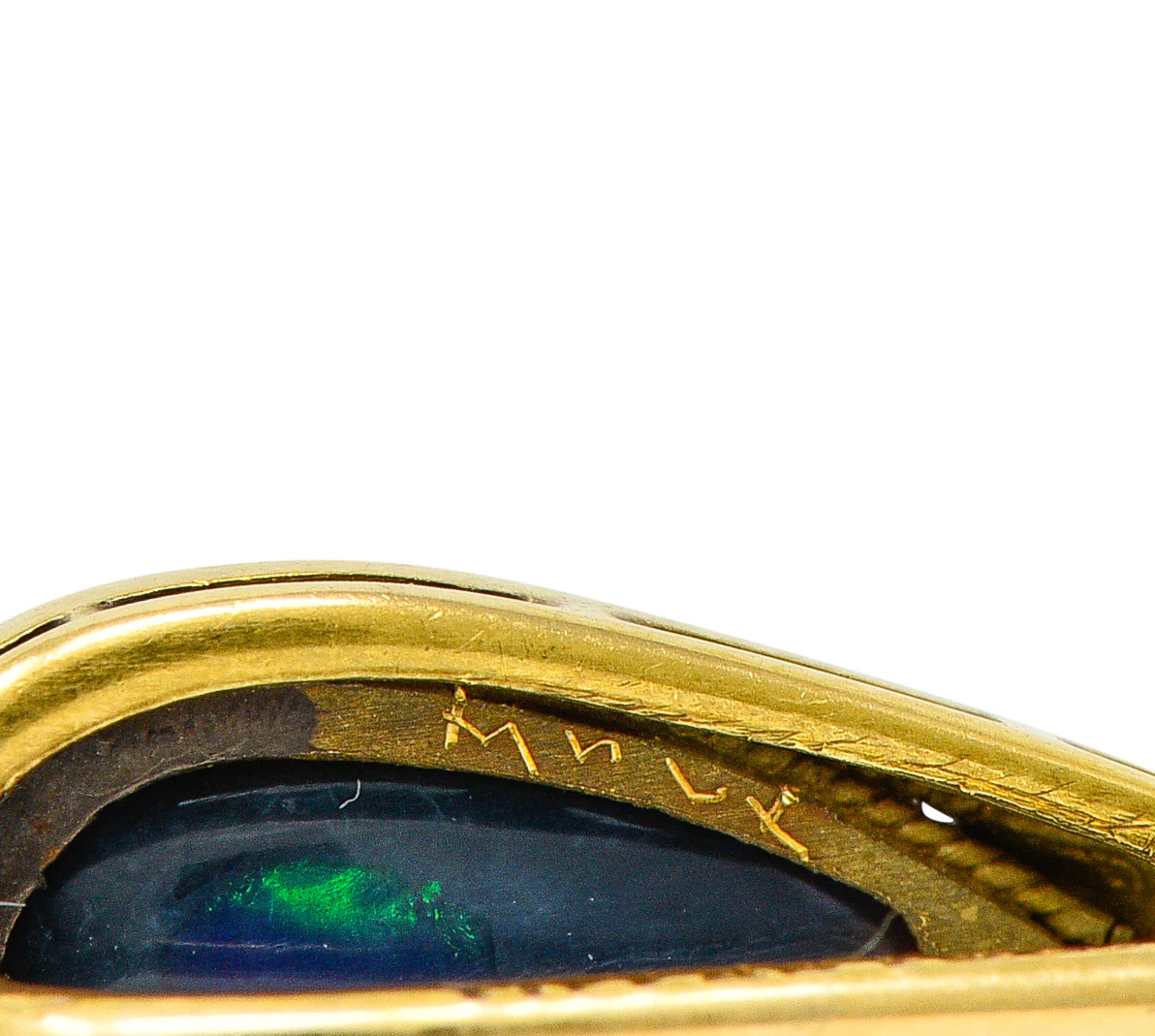 Louis Comfort Tiffany Black Opal Cabochon 18 Karat Gold Stickpin - Image 8