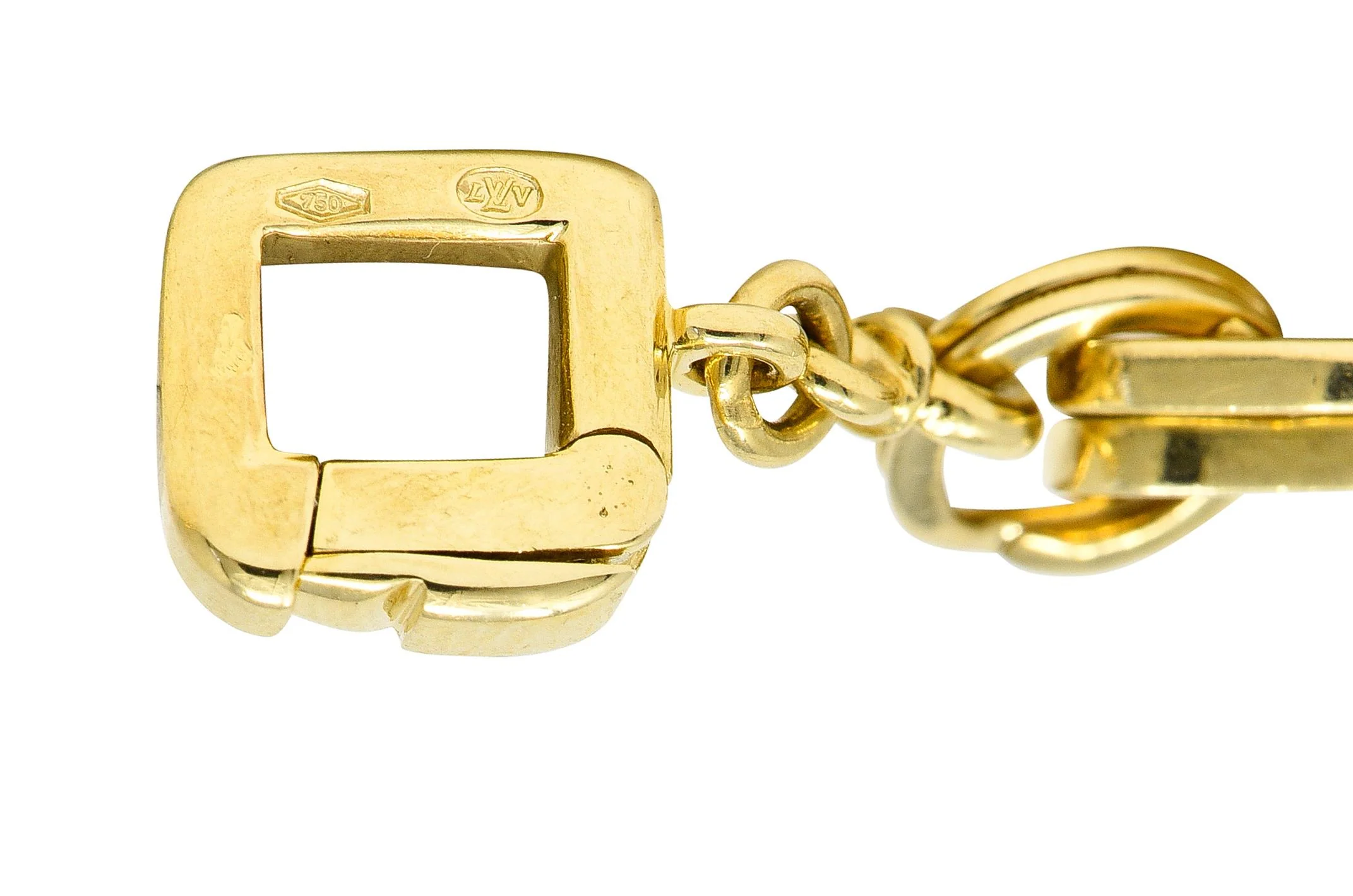 Louis Vuitton Paris 2000's 18 Karat Yellow Gold Square Lock & Key Vintage Charm Bracelet - Image 4