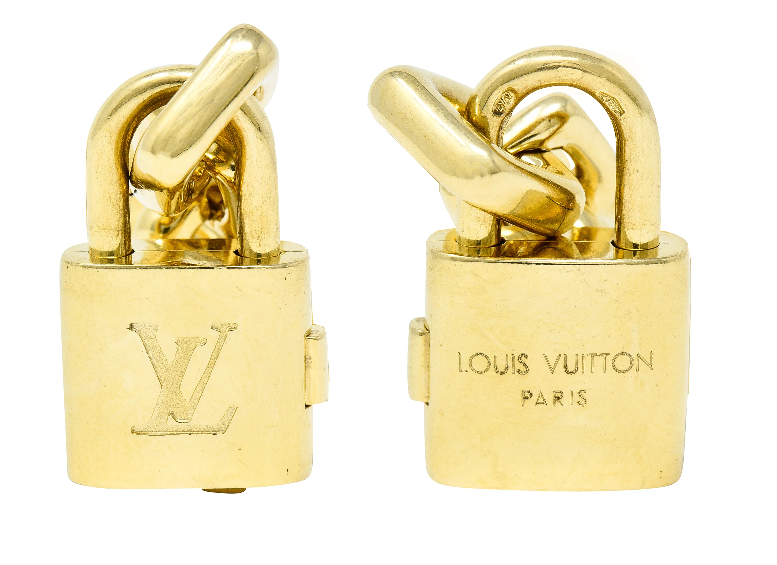 Louis Vuitton Paris 2000's 18 Karat Yellow Gold Square Lock & Key Vintage Charm Bracelet - Image 10