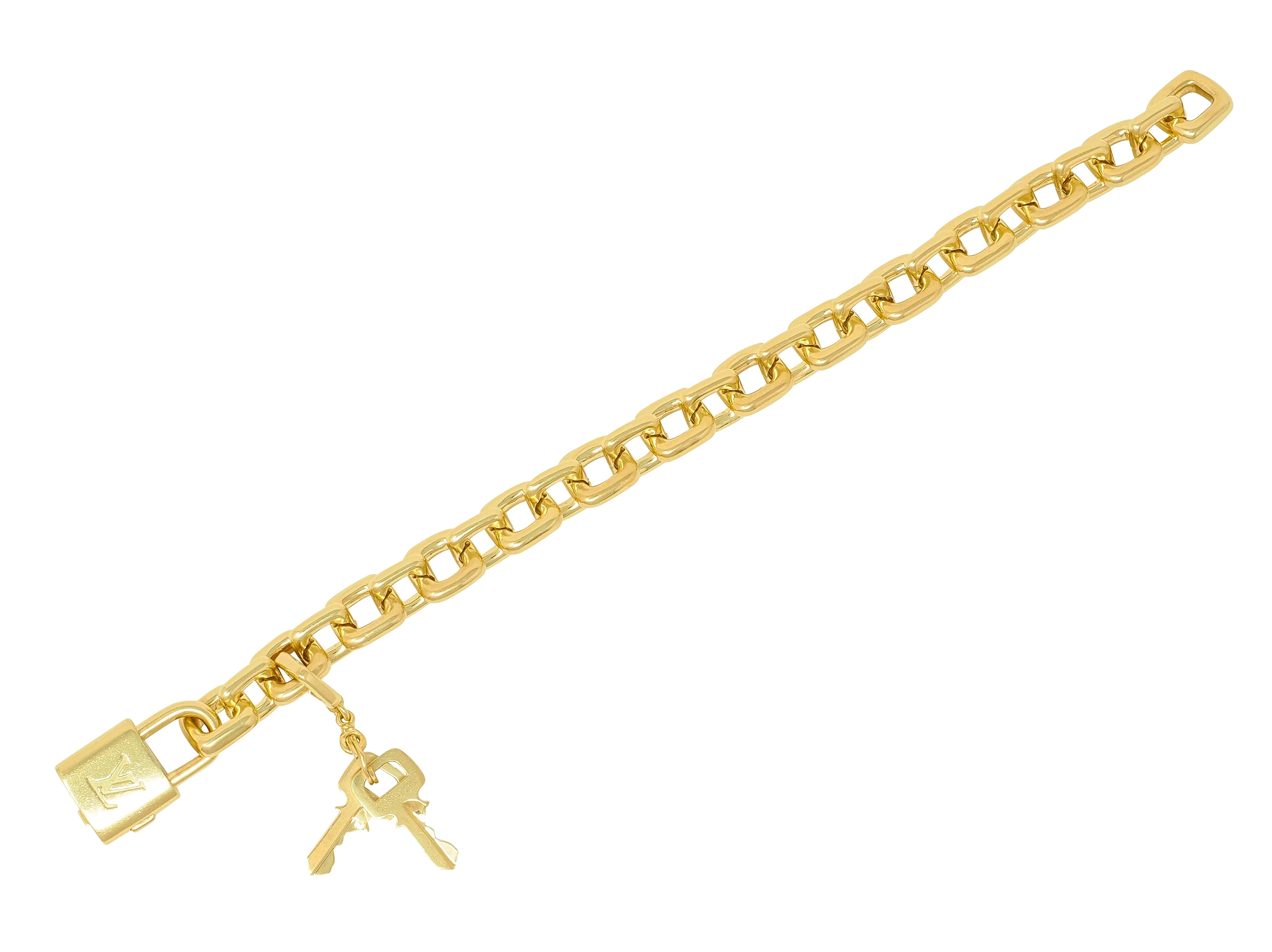 Louis Vuitton Paris Contemporary 18 Karat Yellow Gold Lock & Key Link Bracelet - Image 3