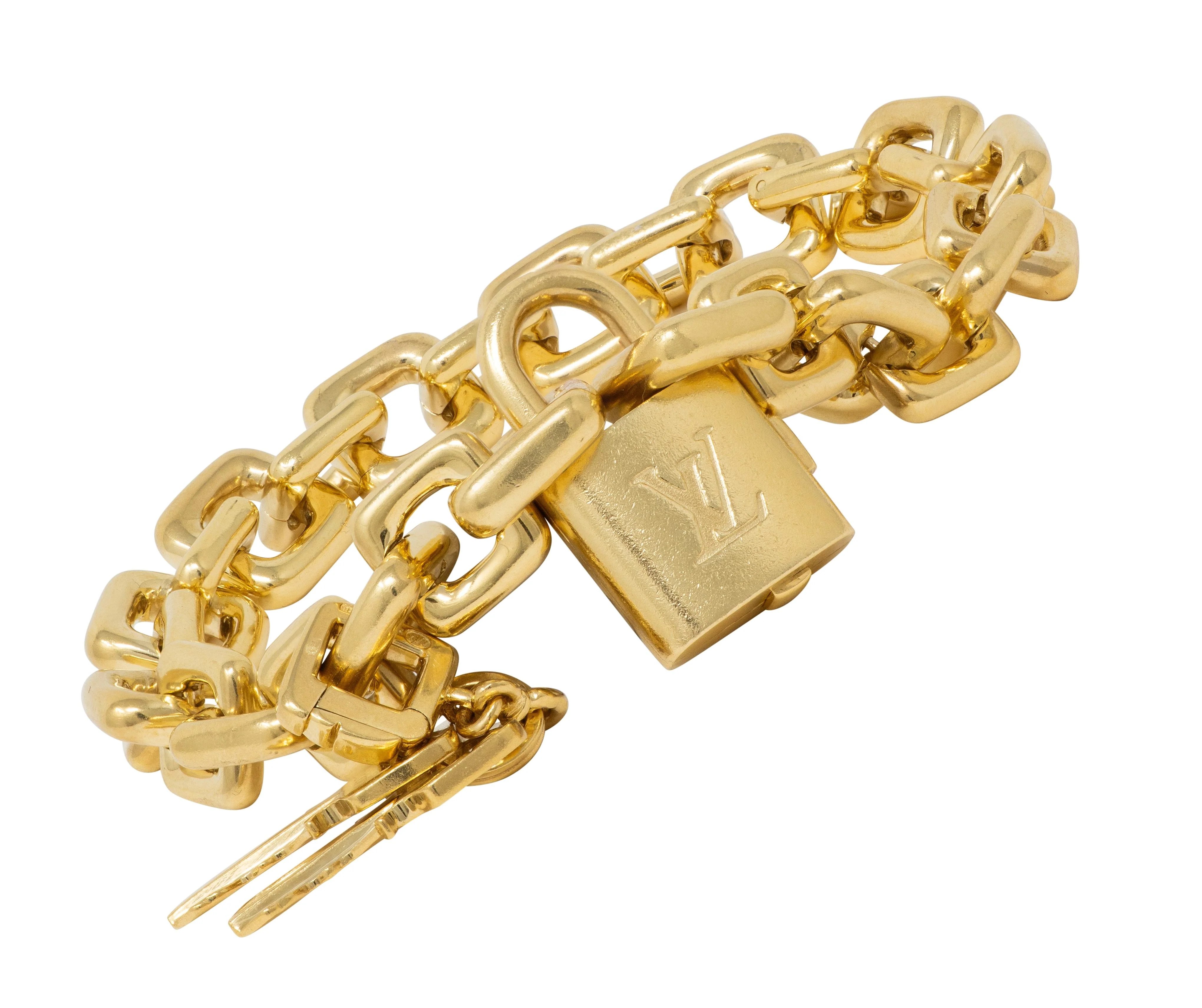 Louis Vuitton Paris Contemporary 18 Karat Yellow Gold Lock & Key Link Bracelet - Image 4