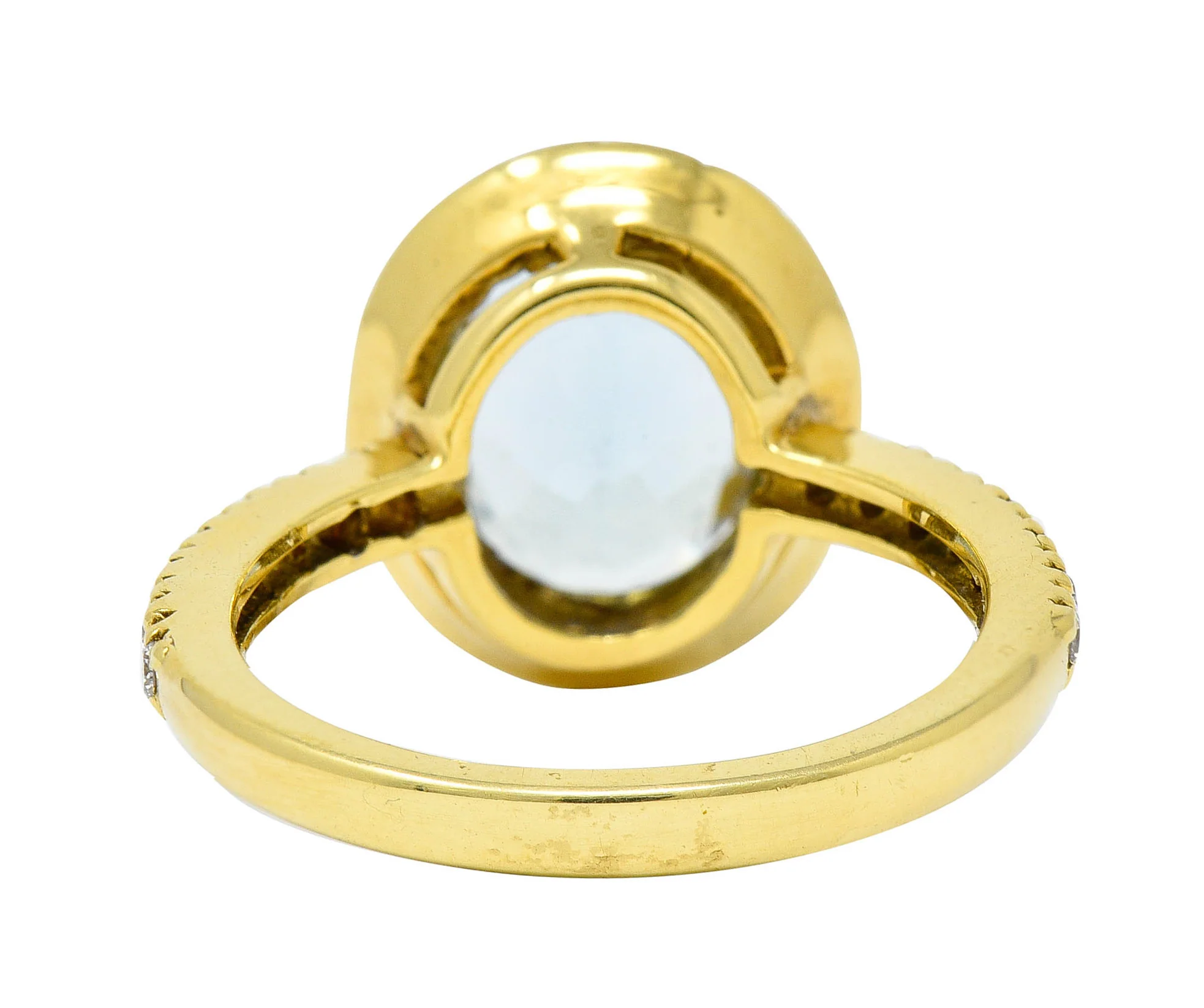 Lovely 2.73 CTW Aquamarine Diamond 18 Karat Gold Gemstone Ring - Image 4