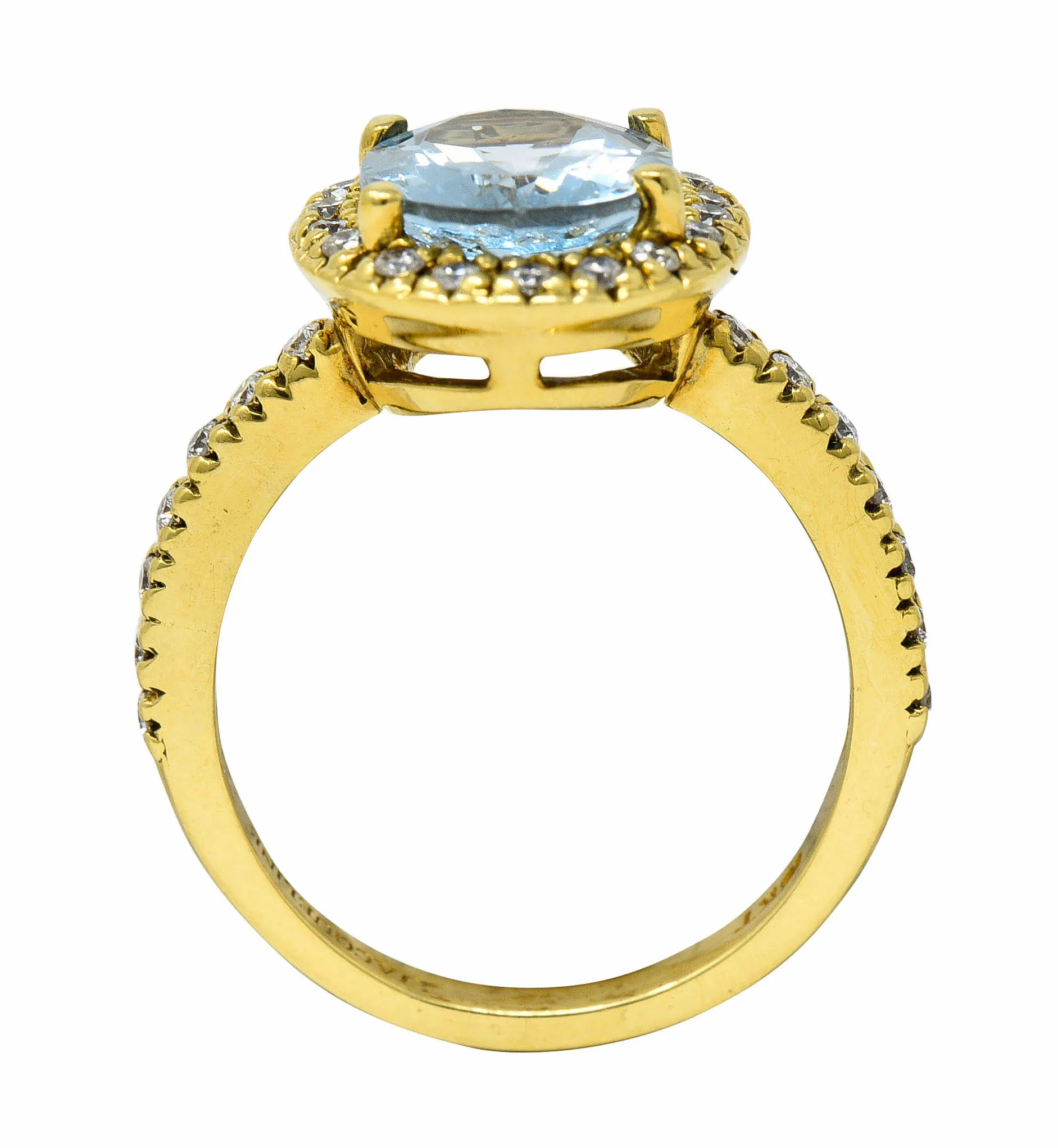 Lovely 2.73 CTW Aquamarine Diamond 18 Karat Gold Gemstone Ring - Image 9