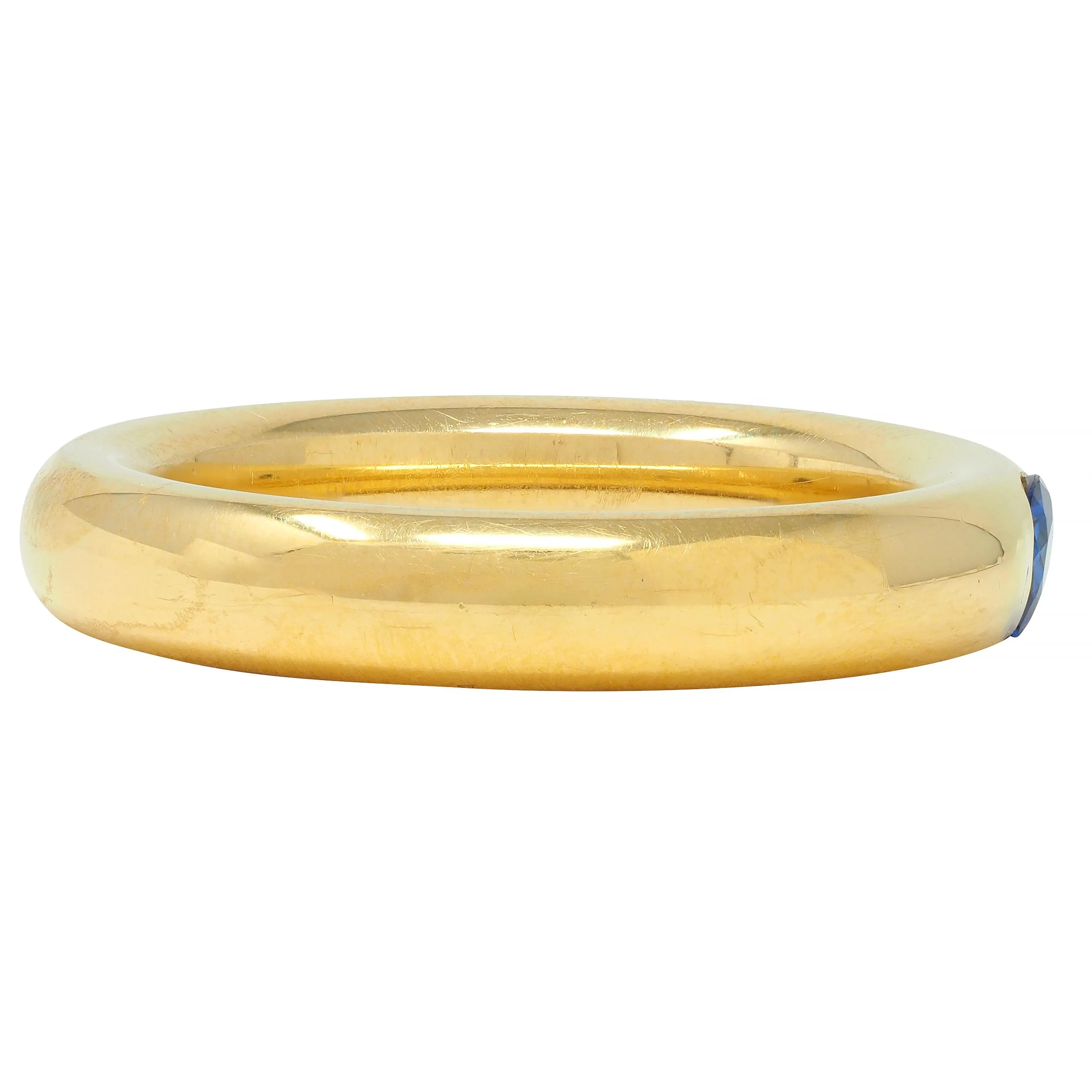 M.C. Paris Sapphire 18 Karat Yellow Gold Flush Set Vintage Unisex Band Ring - Image 2