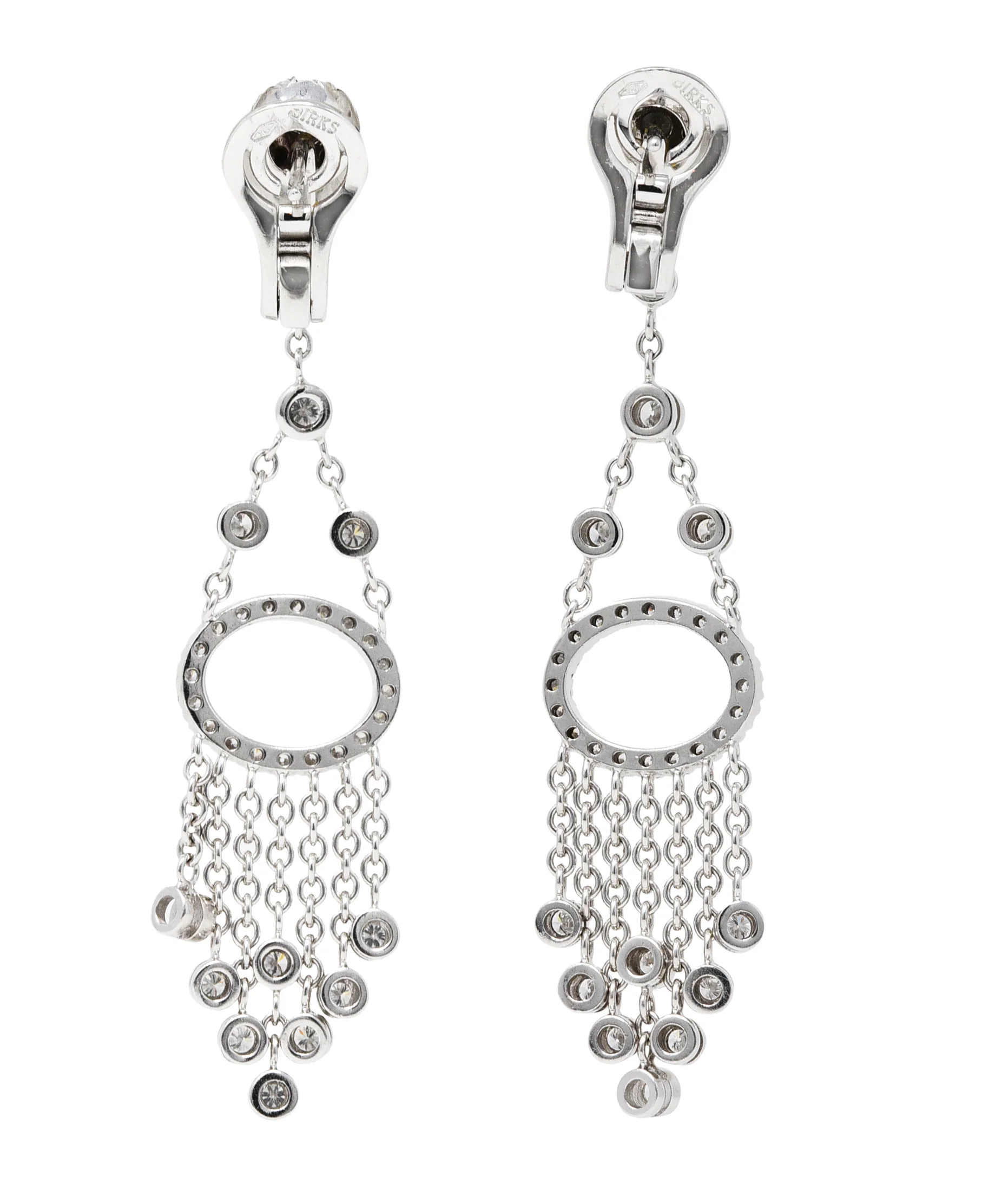 Maison Birks 2.00 CTW Diamond 18 Karat White Gold Swag Chandelier Earrings - Image 3