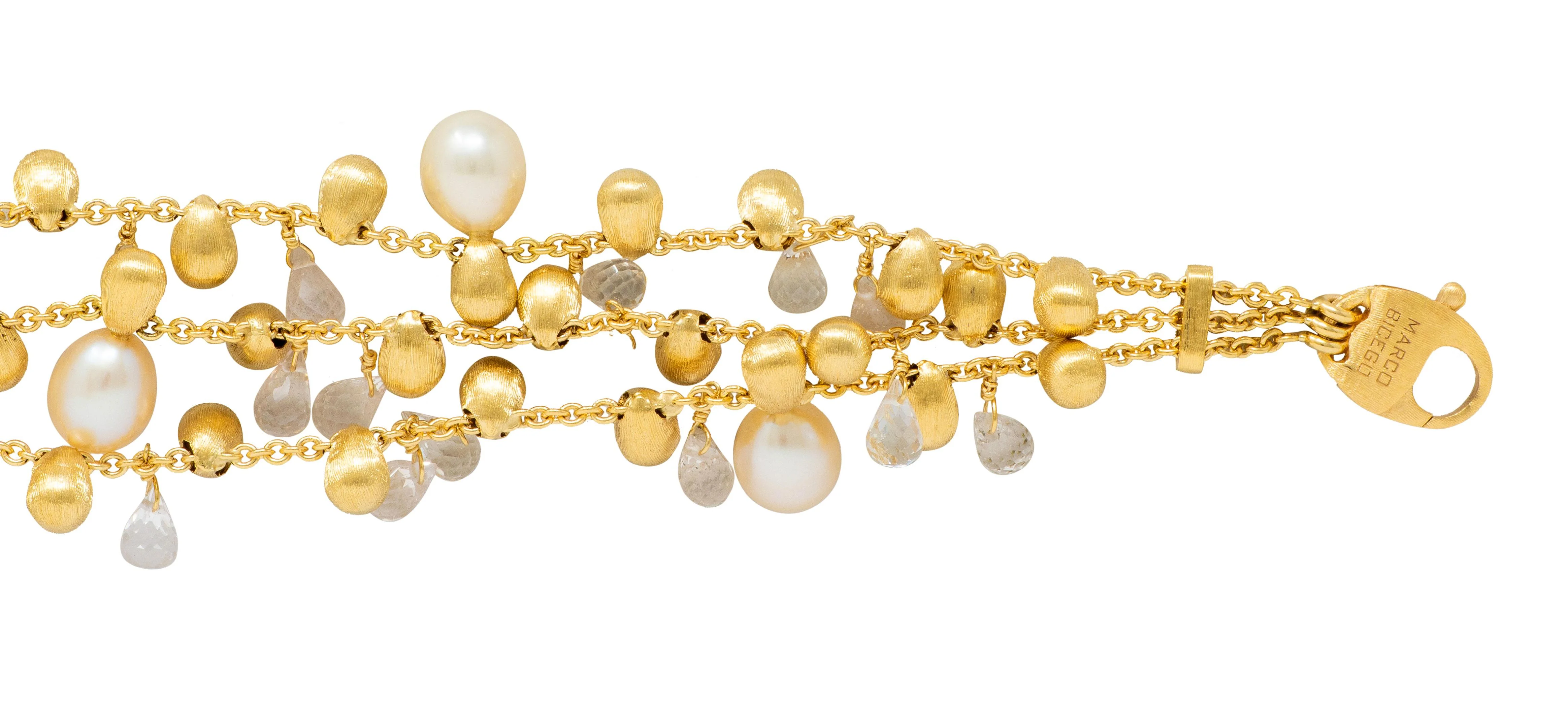 Marco Bicego 18 Karat Yellow Gold Pearl Quartz Multi-Strand Bracelet - Image 6
