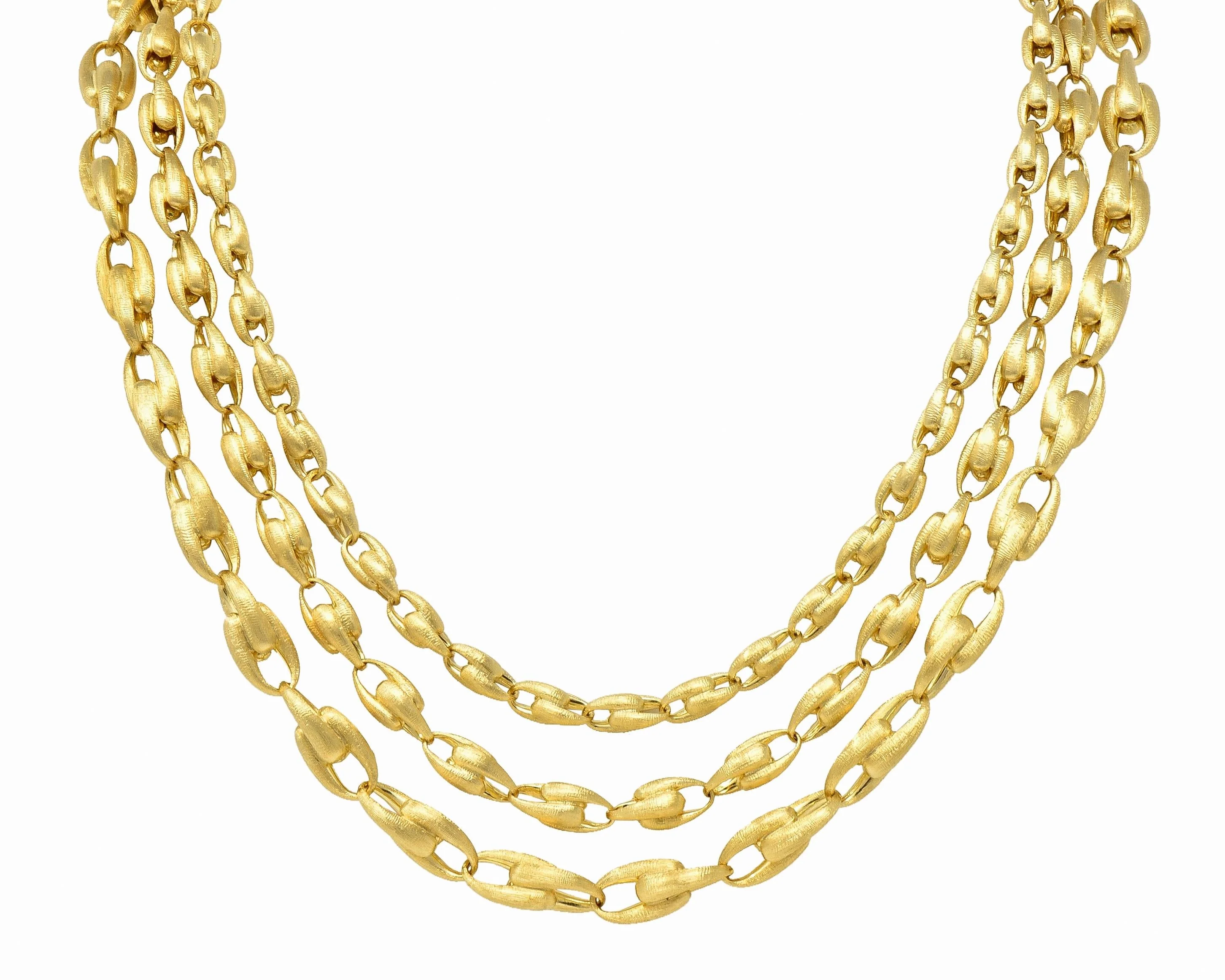 Marco Bicego Brushed 18 Karat Yellow Gold Multi-Strand U Link Lucia Necklace - Image 13
