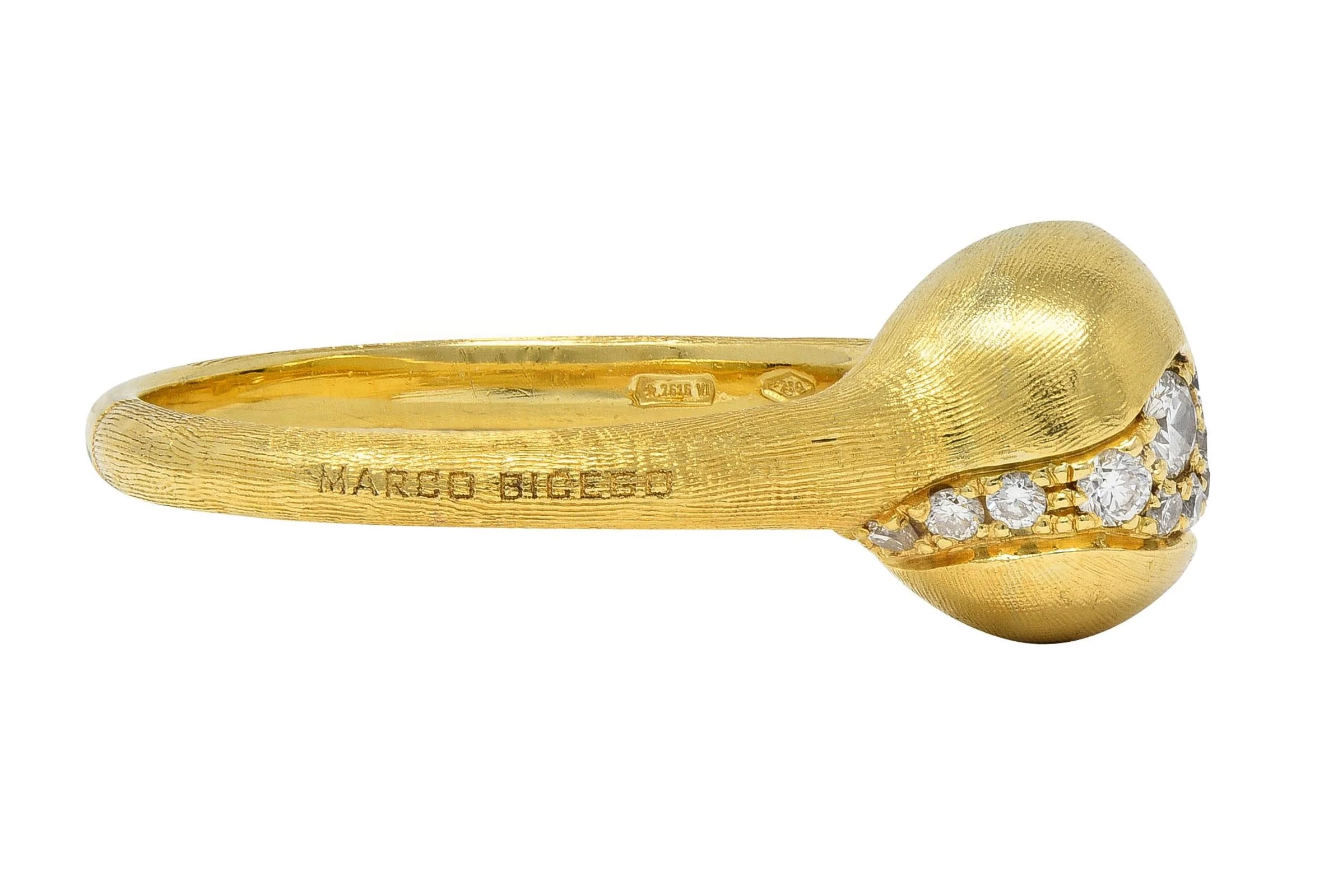 Marco Bicego Contemporary Diamond 18 Karat Yellow Gold Textured Africa Constellation Bauble Ring - Image 2