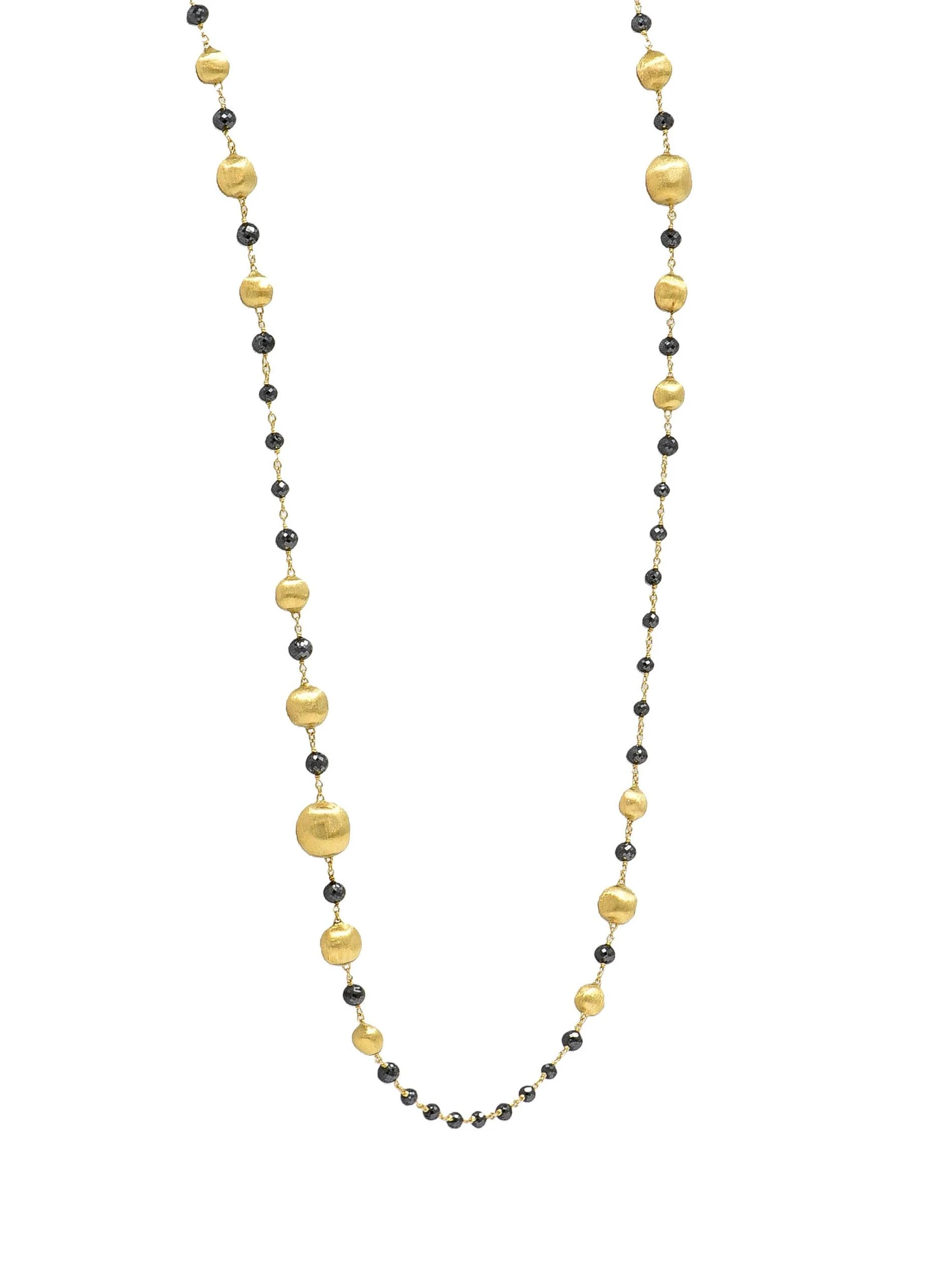 Marco Bicego Contemporary Faceted Black Diamond 18 Karat Yellow Gold Bead Africa Necklace - Image 5