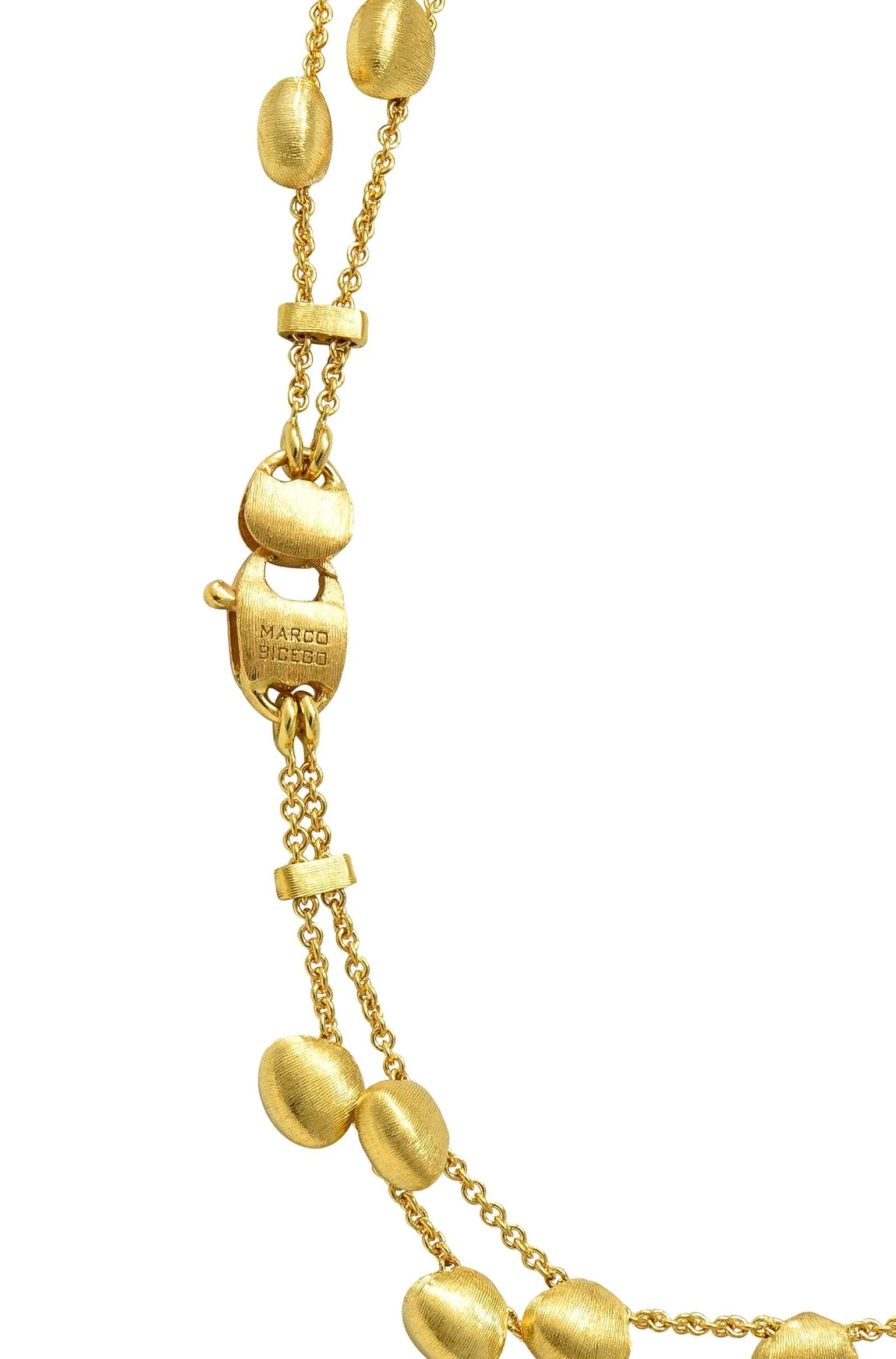 Marco Bicego Contemporary Multi-Gem Diamond 18 Karat Two-Tone Gold Paradise Lariat Tassel Necklace - Image 11