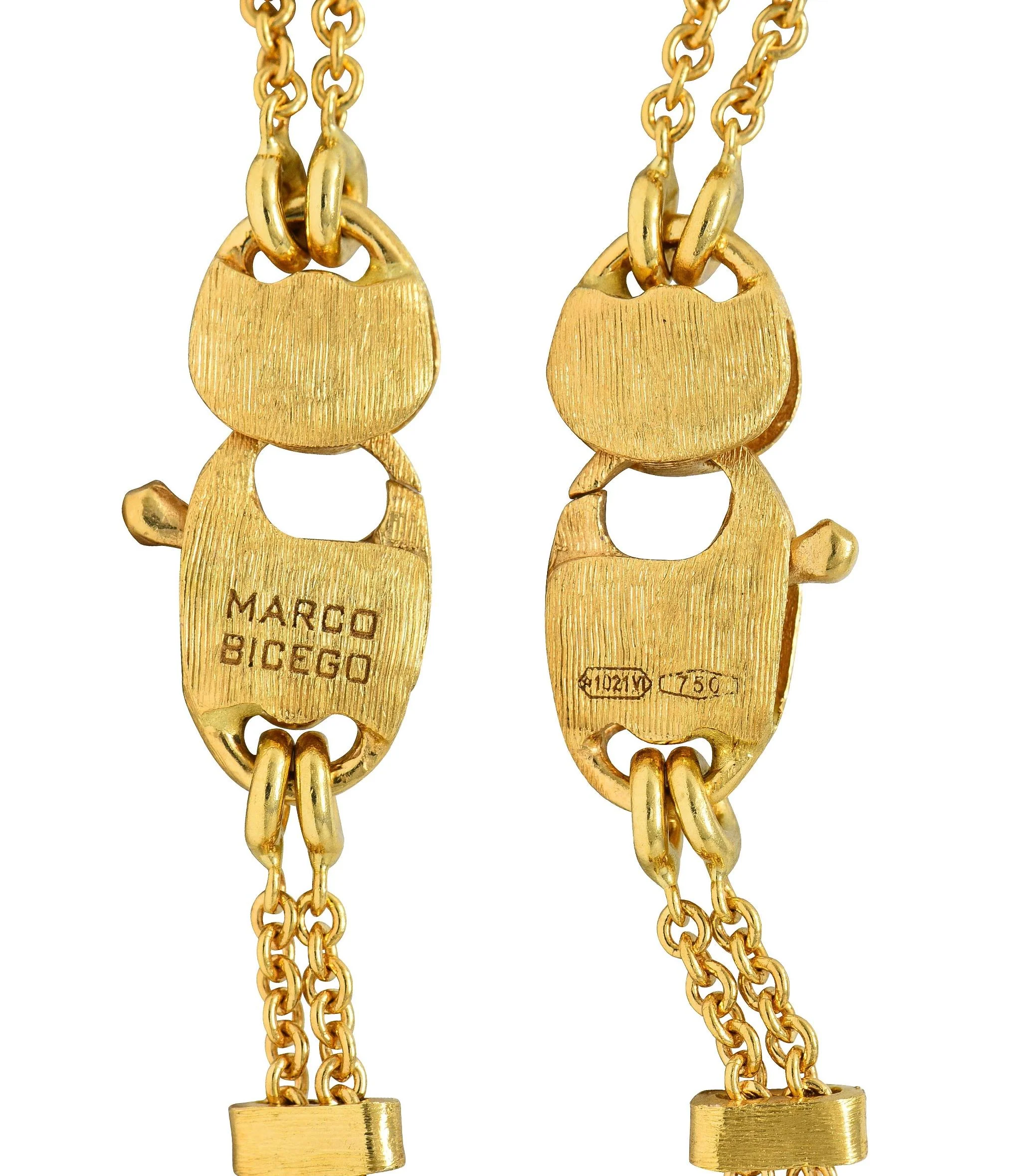 Marco Bicego Contemporary Multi-Gem Diamond 18 Karat Two-Tone Gold Paradise Lariat Tassel Necklace - Image 7