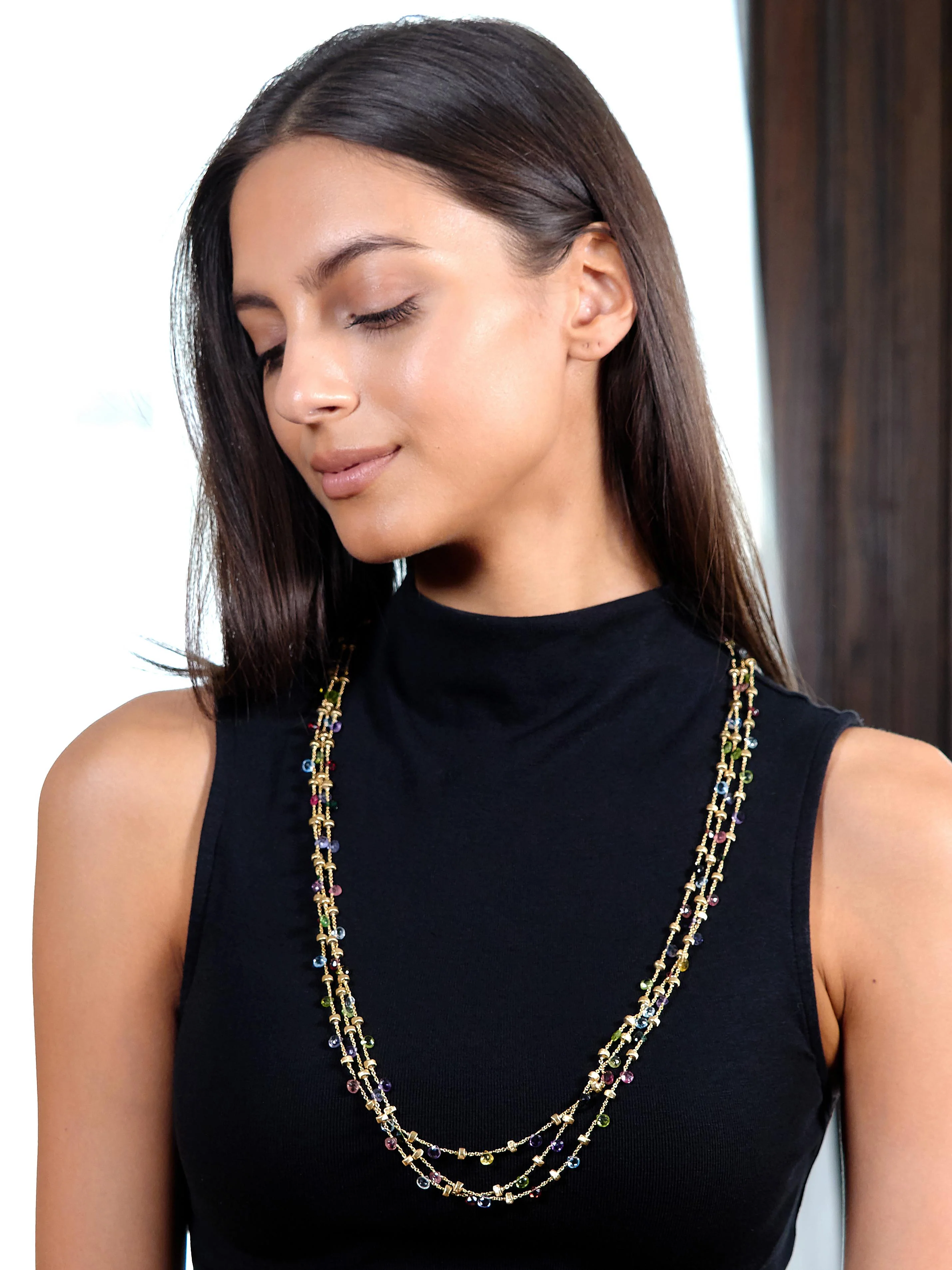Marco Bicego Contemporary Multi-Gem Topaz Citrine 18 Karat Yellow Gold Paradise Multi-Strand Necklace - Image 10