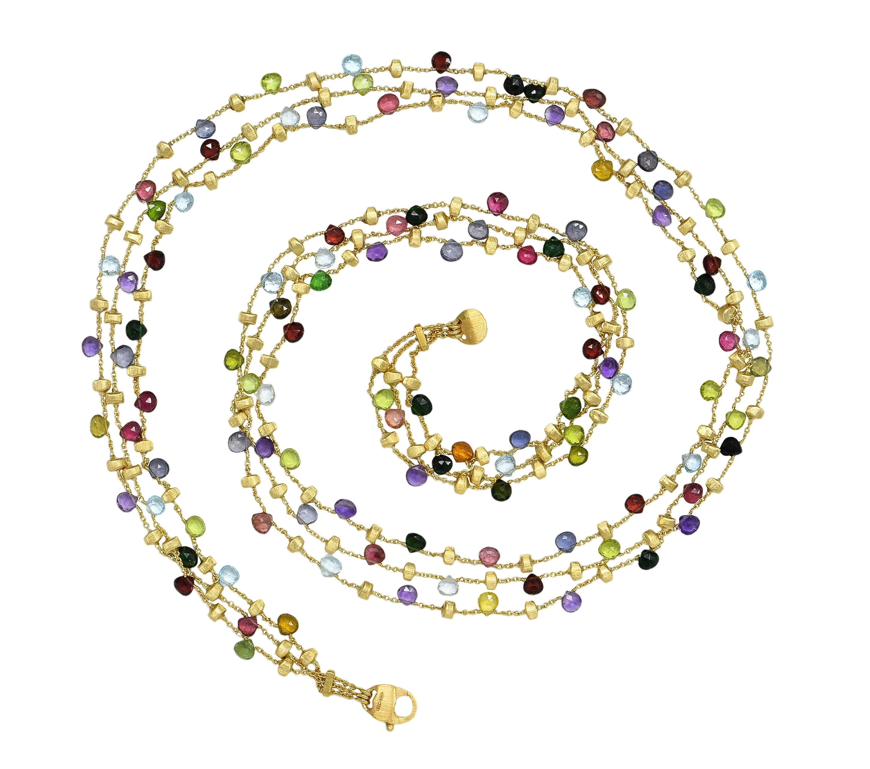 Marco Bicego Contemporary Multi-Gem Topaz Citrine 18 Karat Yellow Gold Paradise Multi-Strand Necklace - Image 3