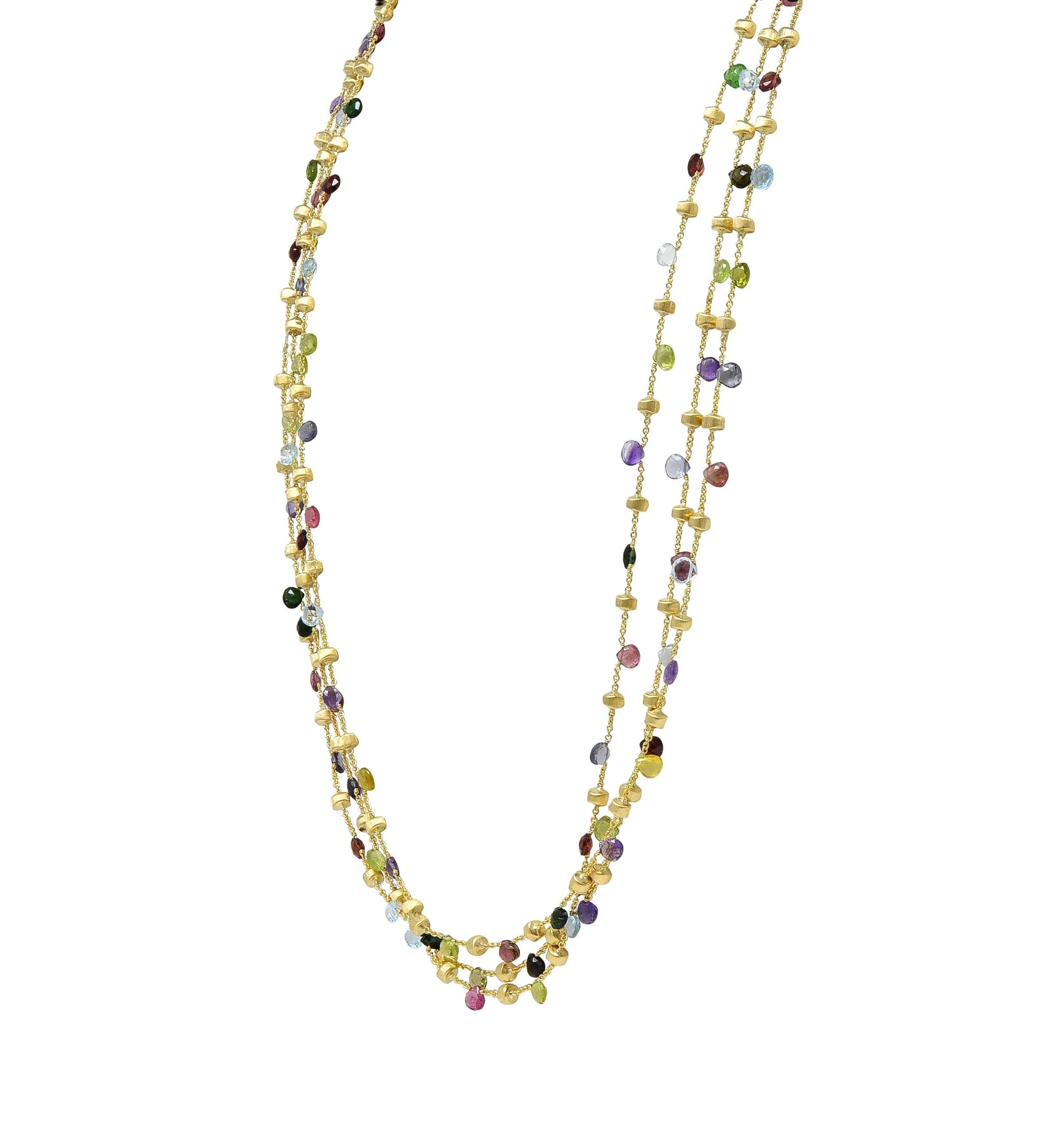 Marco Bicego Contemporary Multi-Gem Topaz Citrine 18 Karat Yellow Gold Paradise Multi-Strand Necklace - Image 4