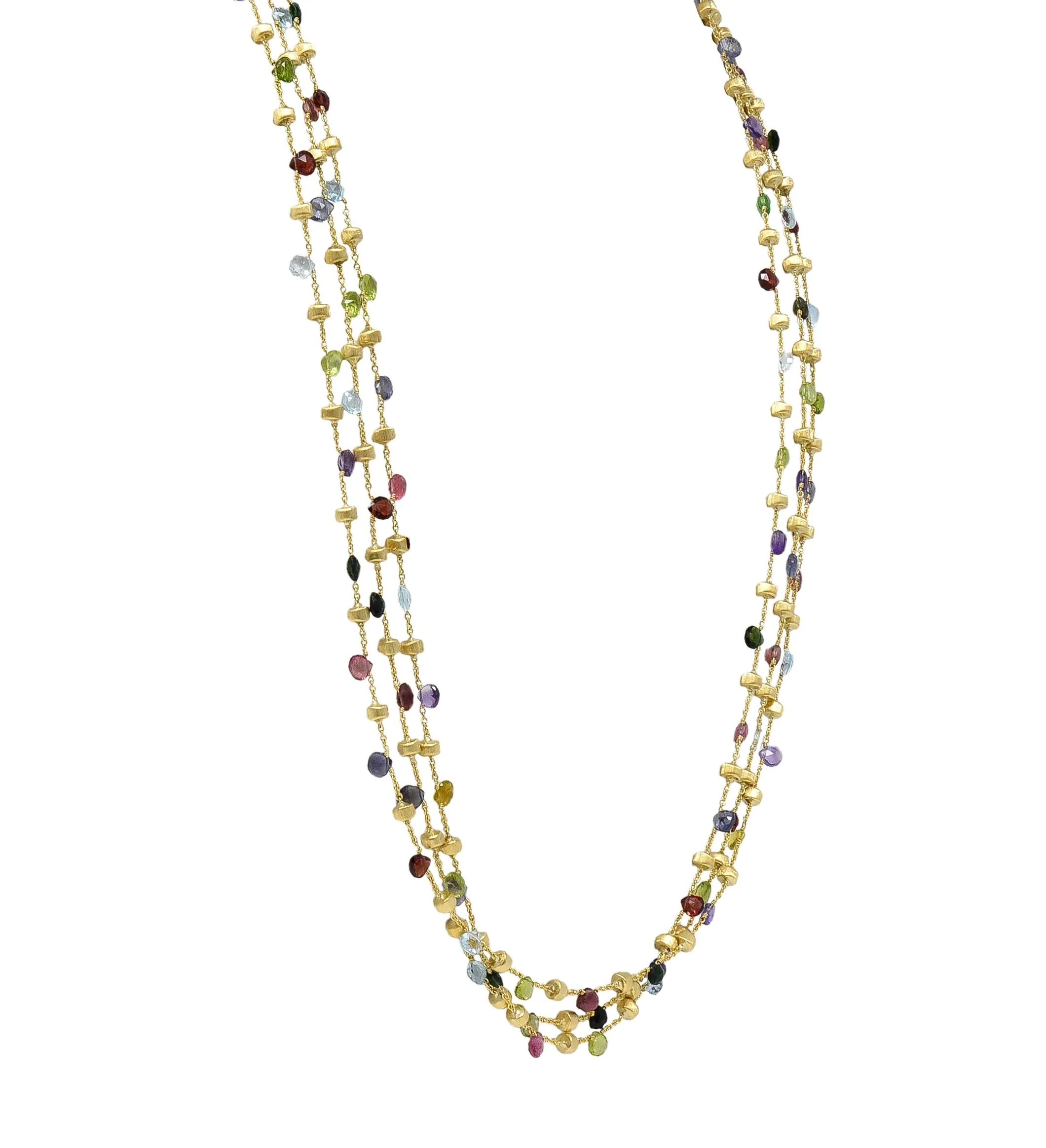 Marco Bicego Contemporary Multi-Gem Topaz Citrine 18 Karat Yellow Gold Paradise Multi-Strand Necklace - Image 5