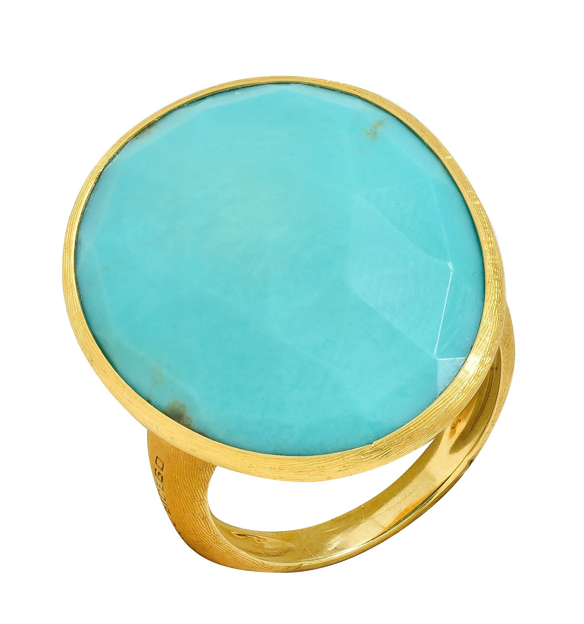 Marco Bicego Contemporary Turquoise 18 Karat Yellow Gold Lunaria Bezel Ring - Image 9