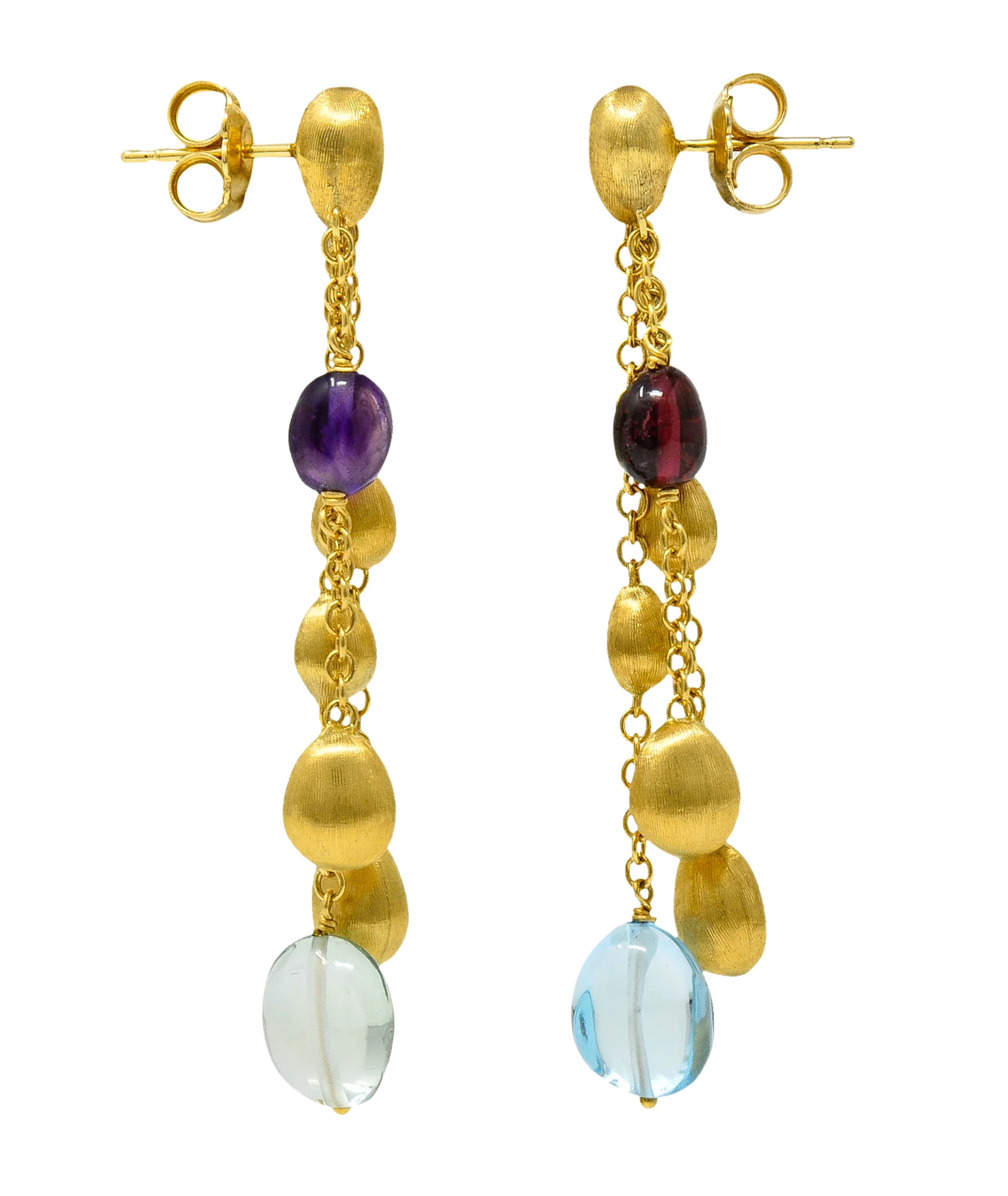 Marco Bicego Multi-Gem 18 Karat Gold Confetti Tassel Drop Earrings - Image 4