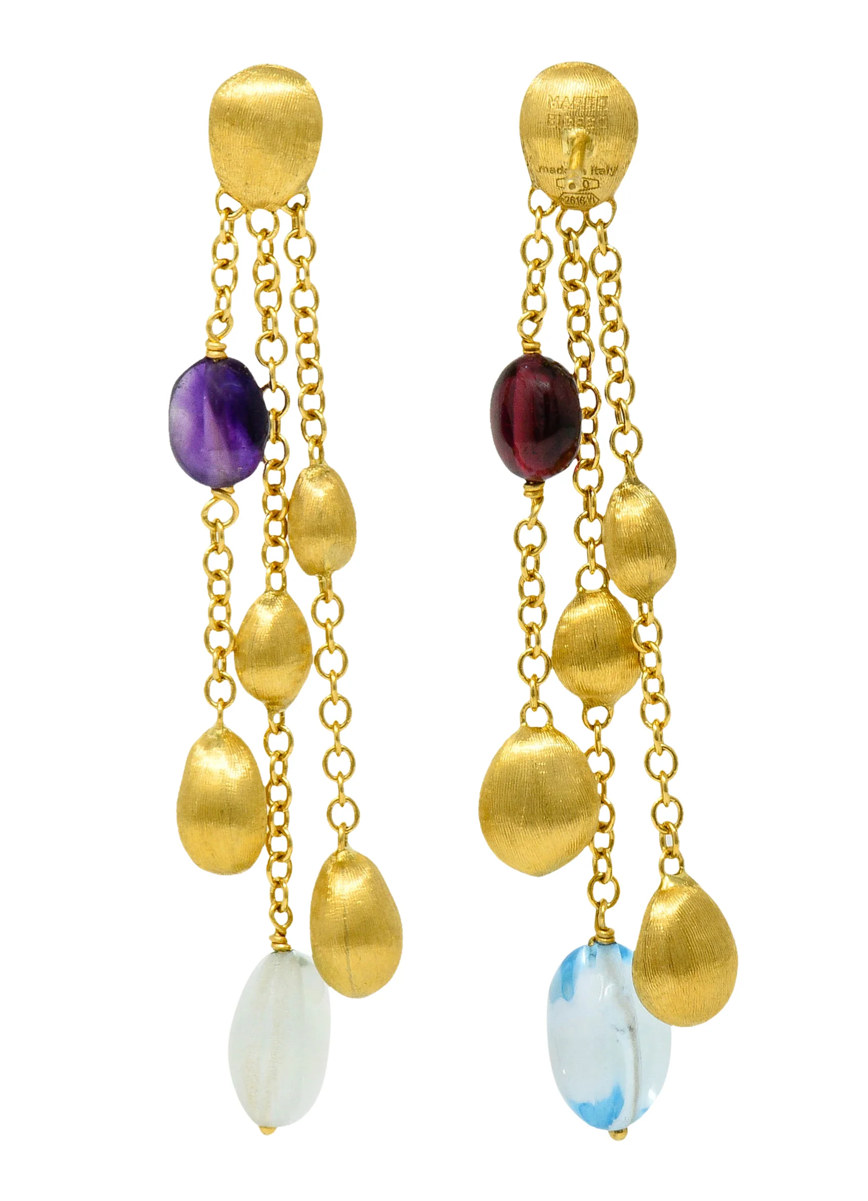 Marco Bicego Multi-Gem 18 Karat Gold Confetti Tassel Drop Earrings - Image 6