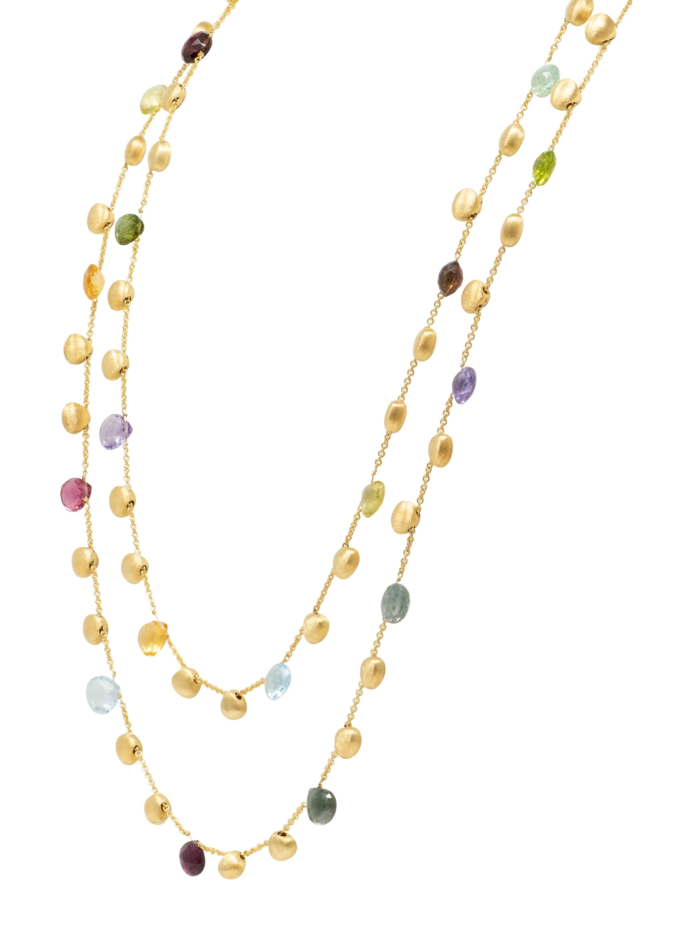 Marco Bicego Multi-Gem 18 Karat Yellow Gold Paradise Station Necklace - Image 4