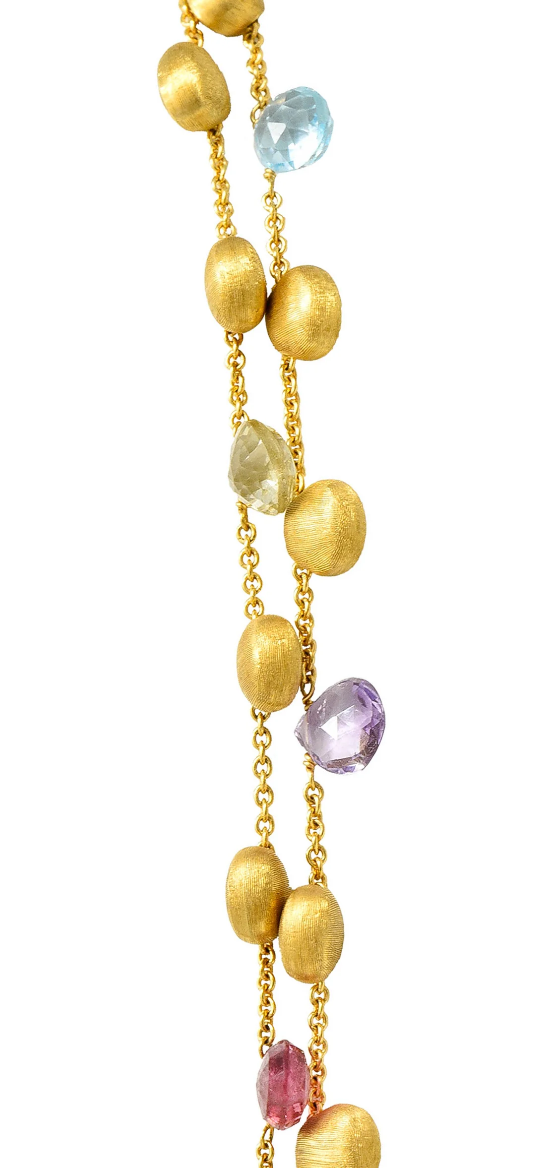 Marco Bicego Multi-Gem Diamond 18 Karat Gold Confetti Tassel Necklace - Image 12