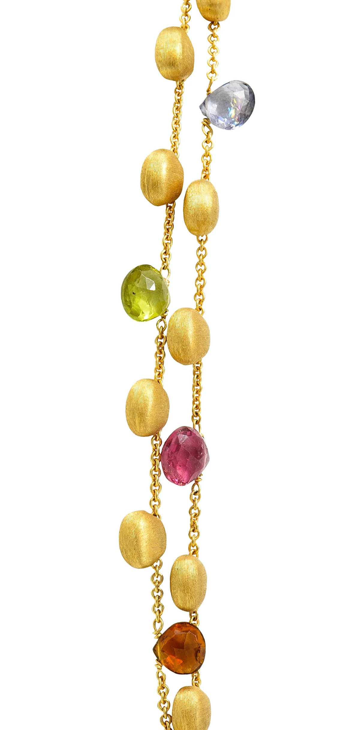 Marco Bicego Multi-Gem Diamond 18 Karat Gold Confetti Tassel Necklace - Image 6