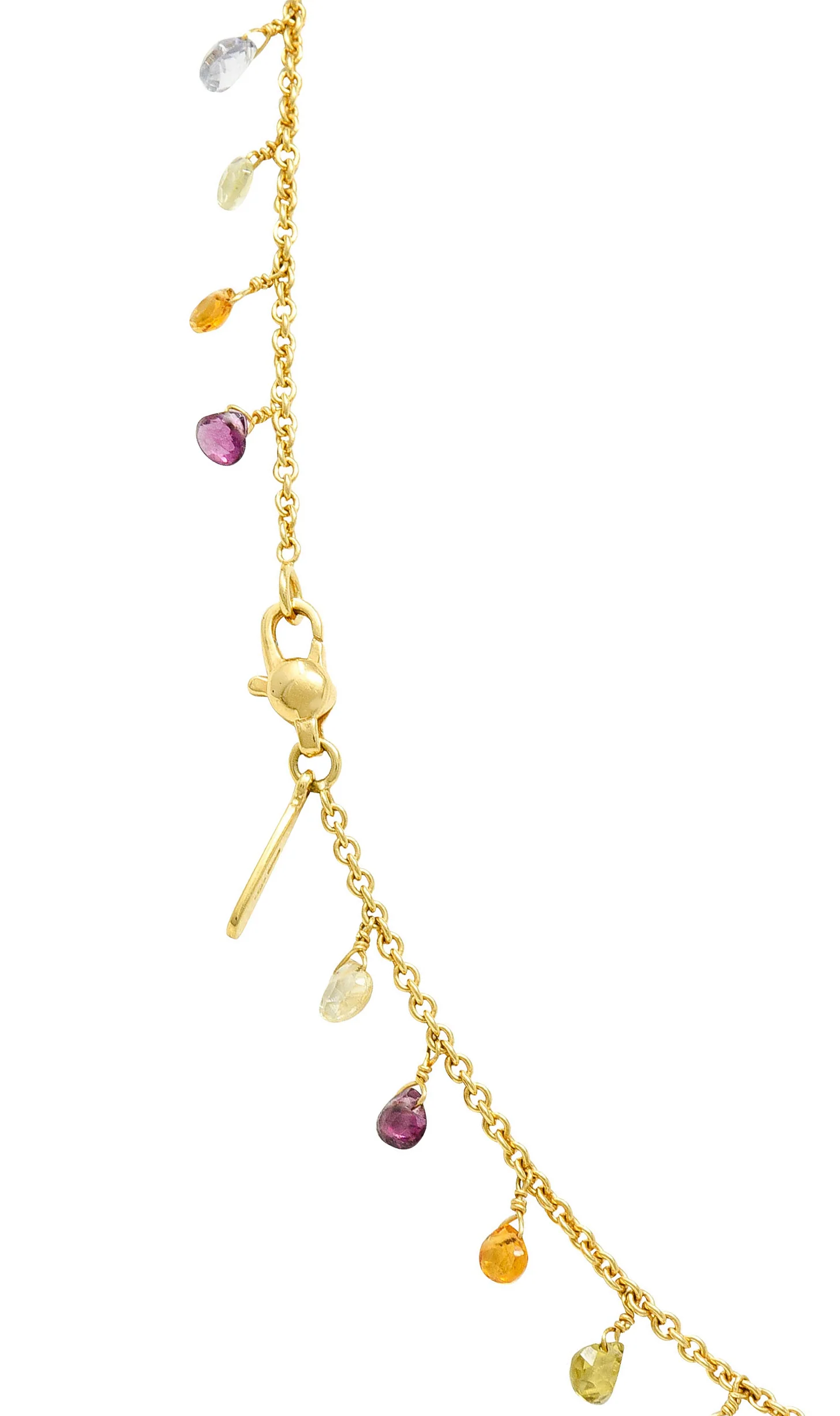 Marco Bicego Multi-Gem Diamond 18 Karat Gold Paradise Droplet Necklace - Image 11