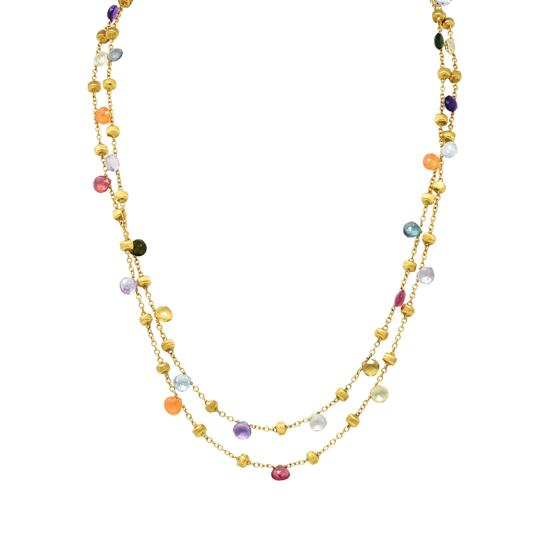 Marco Bicego Multi-Gem Topaz Amethyst 18 Karat Gold Confetti Swagged Necklace