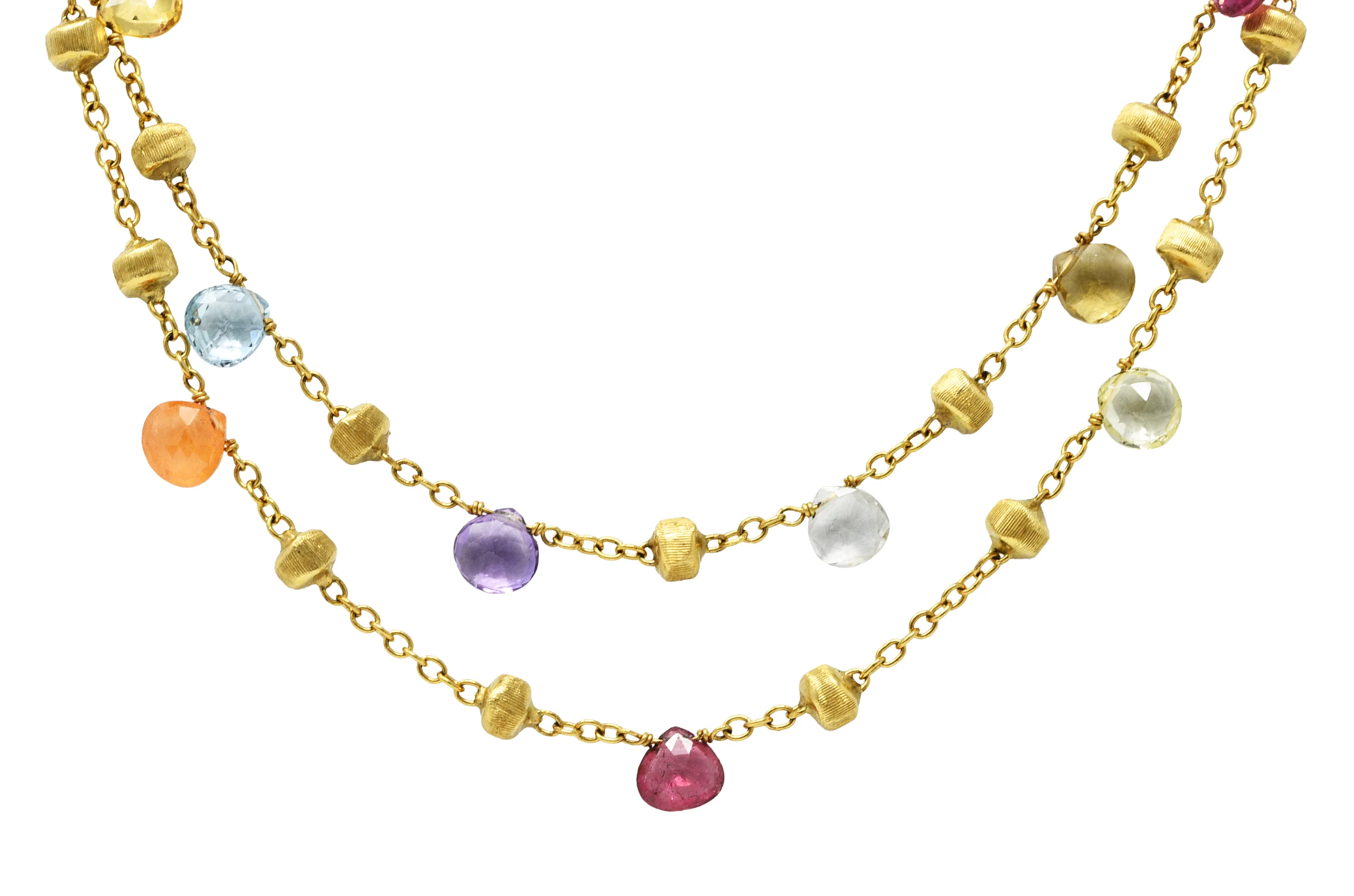 Marco Bicego Multi-Gem Topaz Amethyst 18 Karat Gold Confetti Swagged Necklace - Image 10