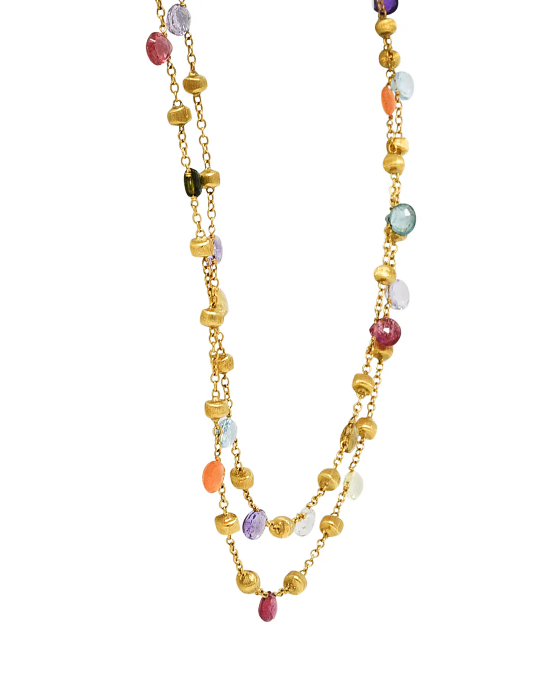 Marco Bicego Multi-Gem Topaz Amethyst 18 Karat Gold Confetti Swagged Necklace - Image 3