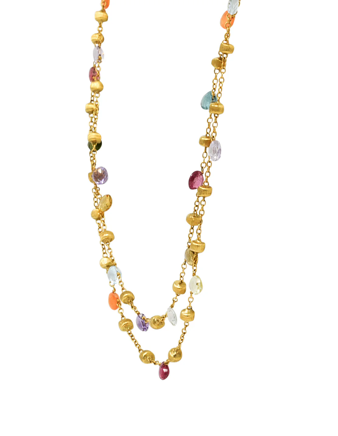 Marco Bicego Multi-Gem Topaz Amethyst 18 Karat Gold Confetti Swagged Necklace - Image 4