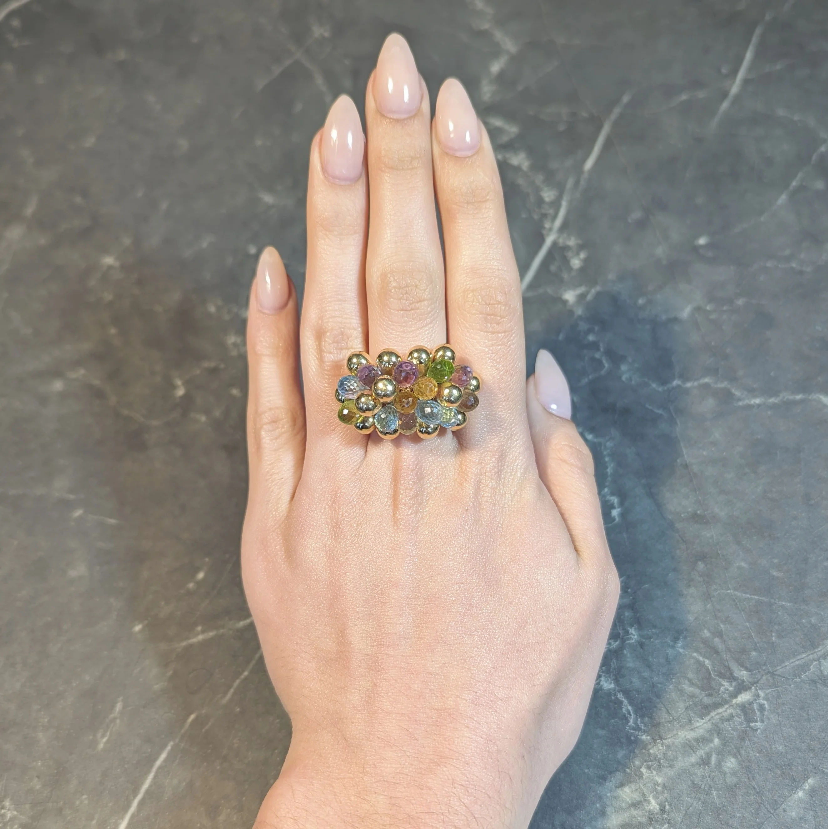 Marco Bicego Multi-Gem Topaz Citrine 18 Karat Yellow Gold Paradise Briolette Burst Ring - Image 13