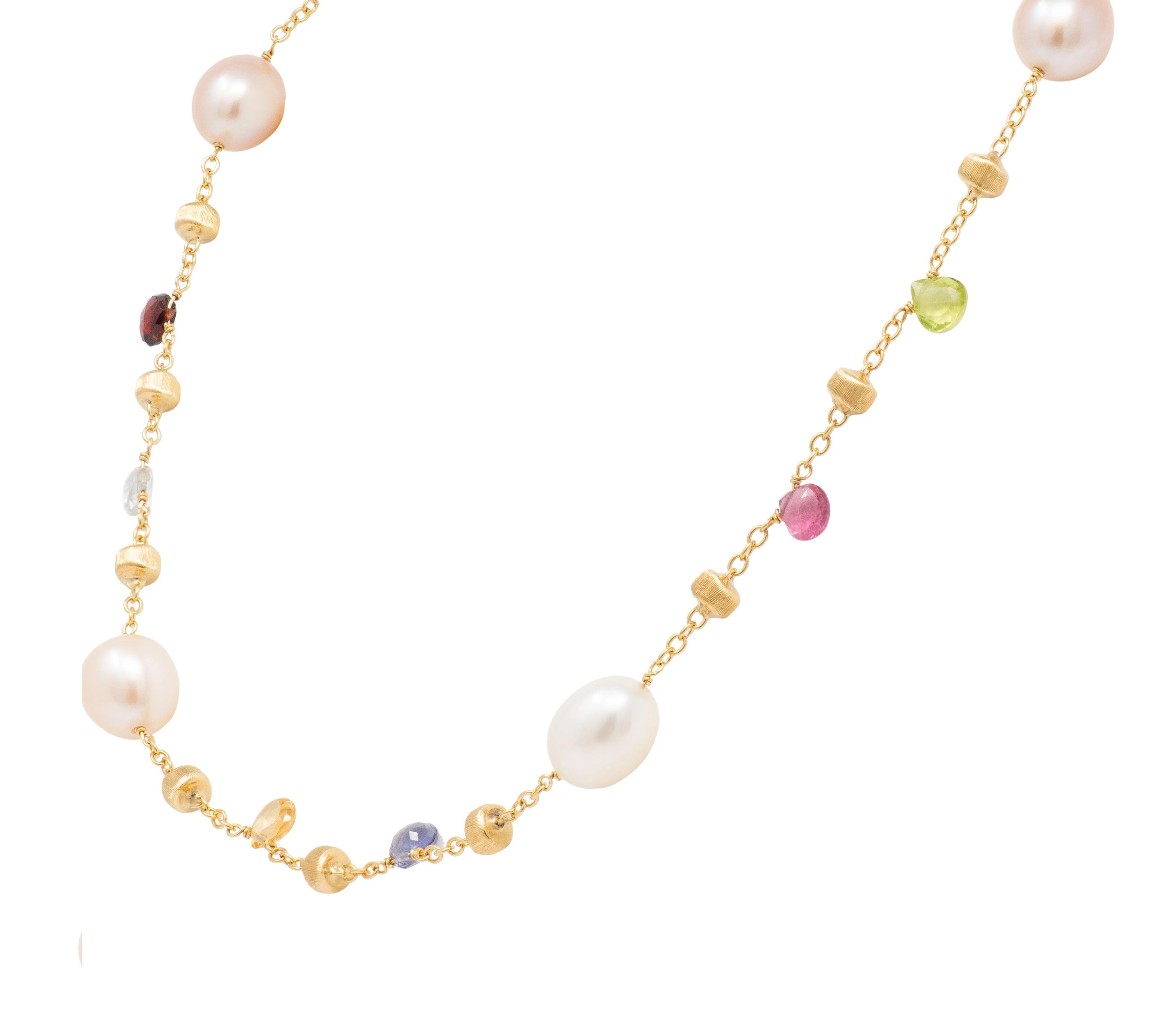Marco Bicego Pearl Multi-Gem 18 Karat Yellow Gold Confetti Beaded Collar Necklace - Image 4