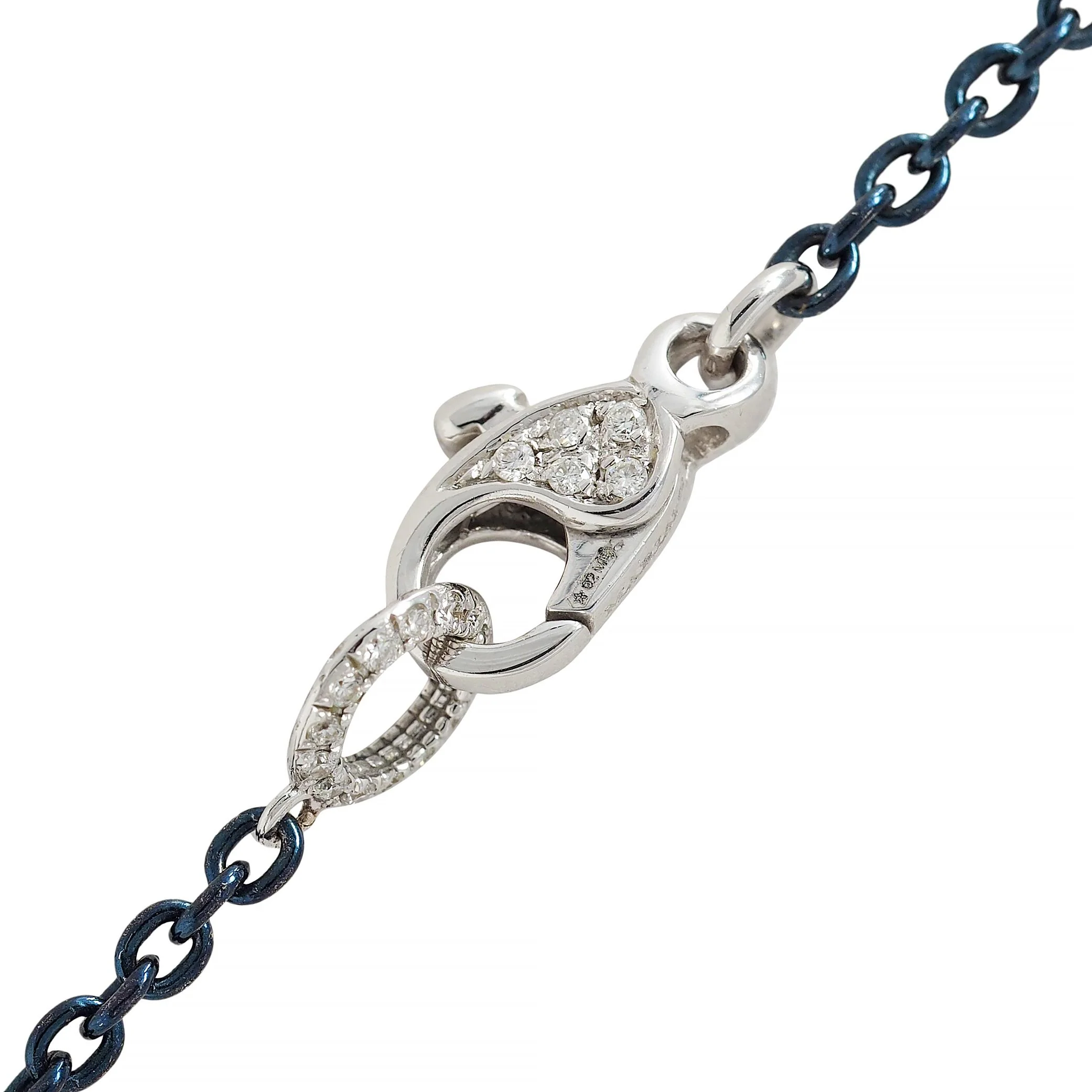 Mariani 7.25 CTW Sapphire Diamond 18 Karat White Gold Blue Rhodium PonPon Pendant Necklace - Image 10