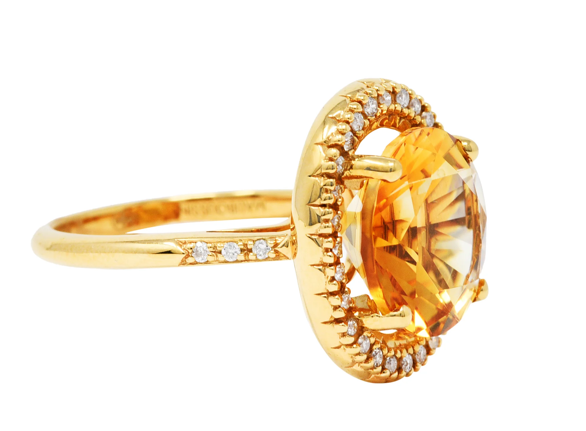 Mauboussin Citrine Diamond 18 Karat Gold Halo Ring - Image 2