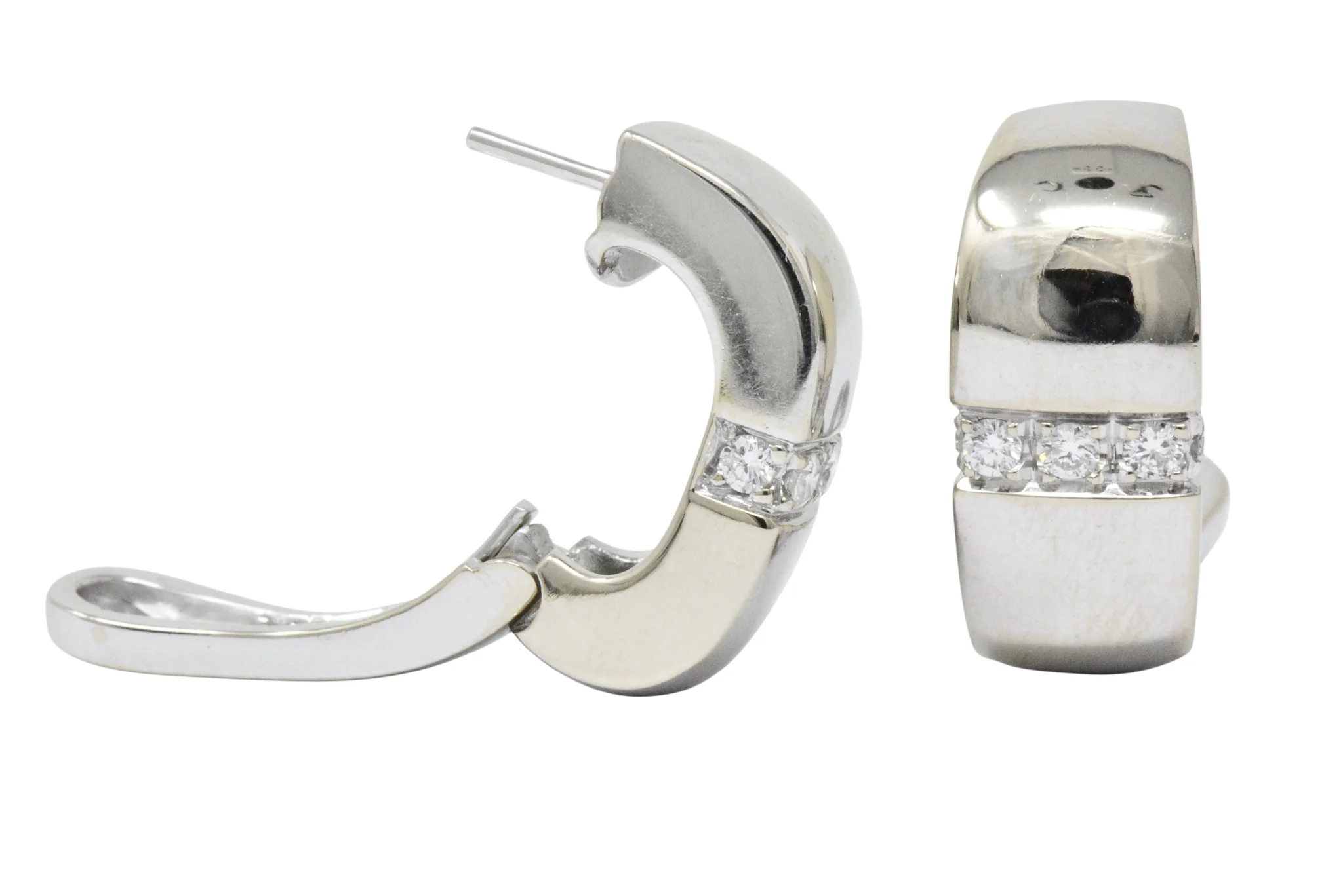 Mauboussin Paris 0.40 CTW Diamond 18 Karat White Gold Huggie Hoop Earrings - Image 5
