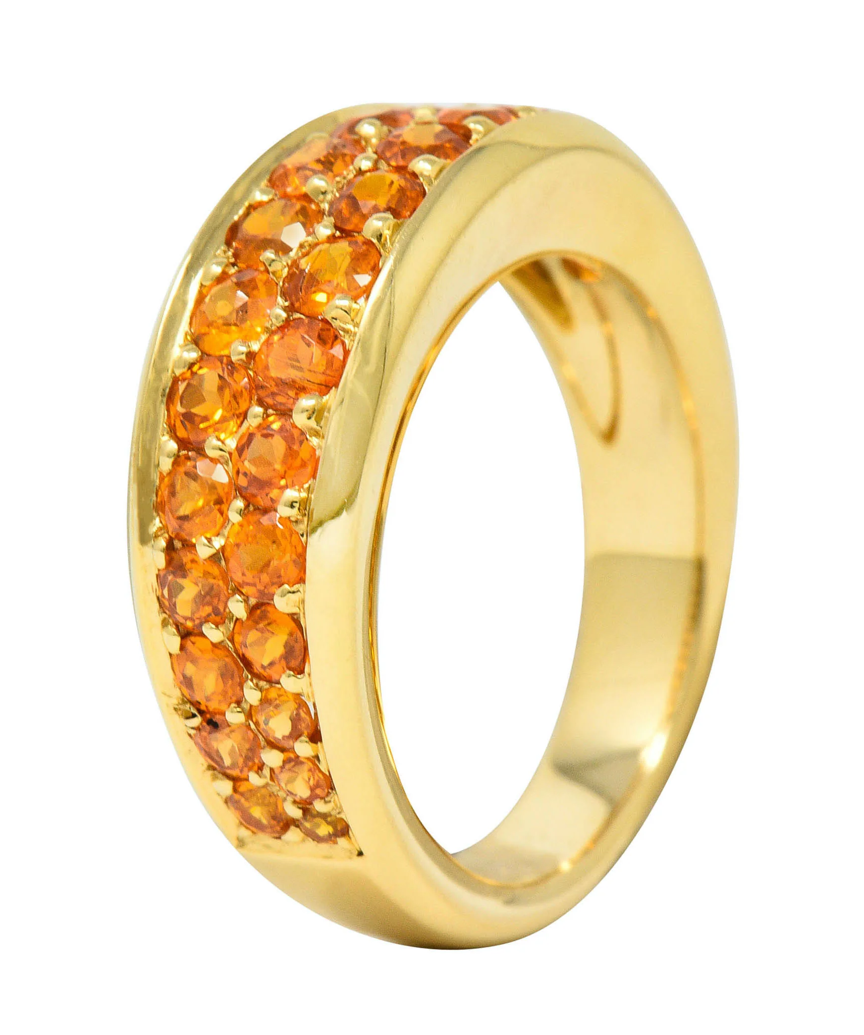 Mauboussin Paris 1.95 CTW Orange Sapphire 18 Karat Gold Pave Band Ring - Image 8