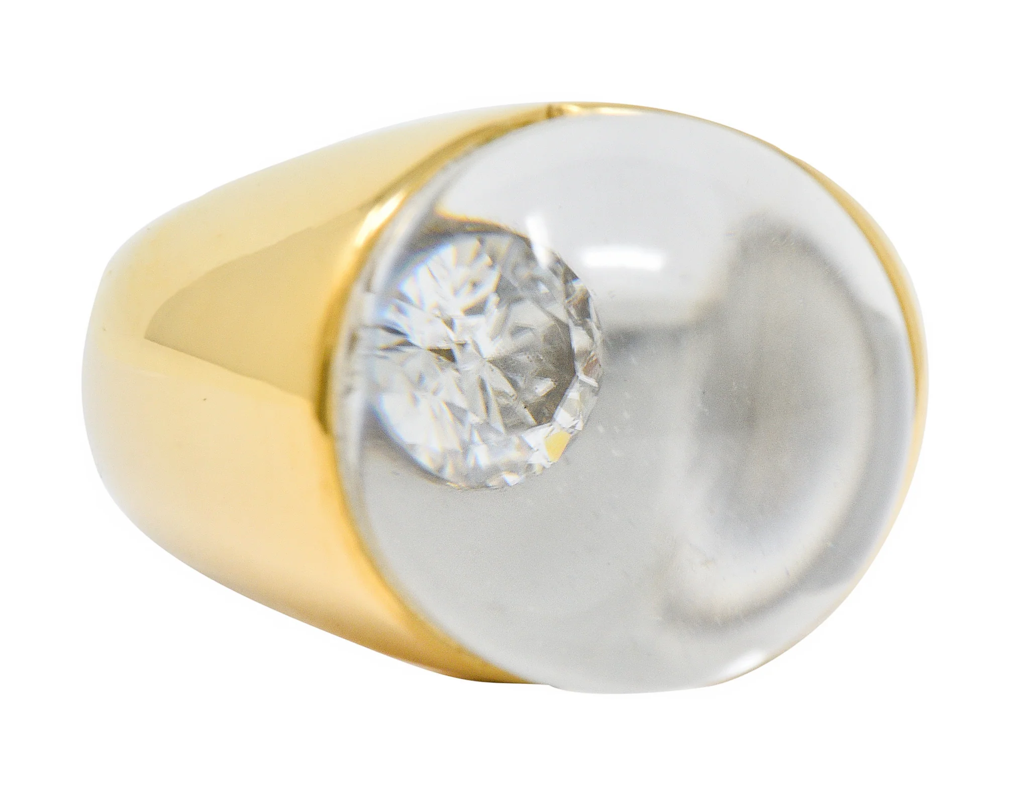 Mauboussin Paris Diamond Rock Crystal 18 Karat Gold Orb Ring