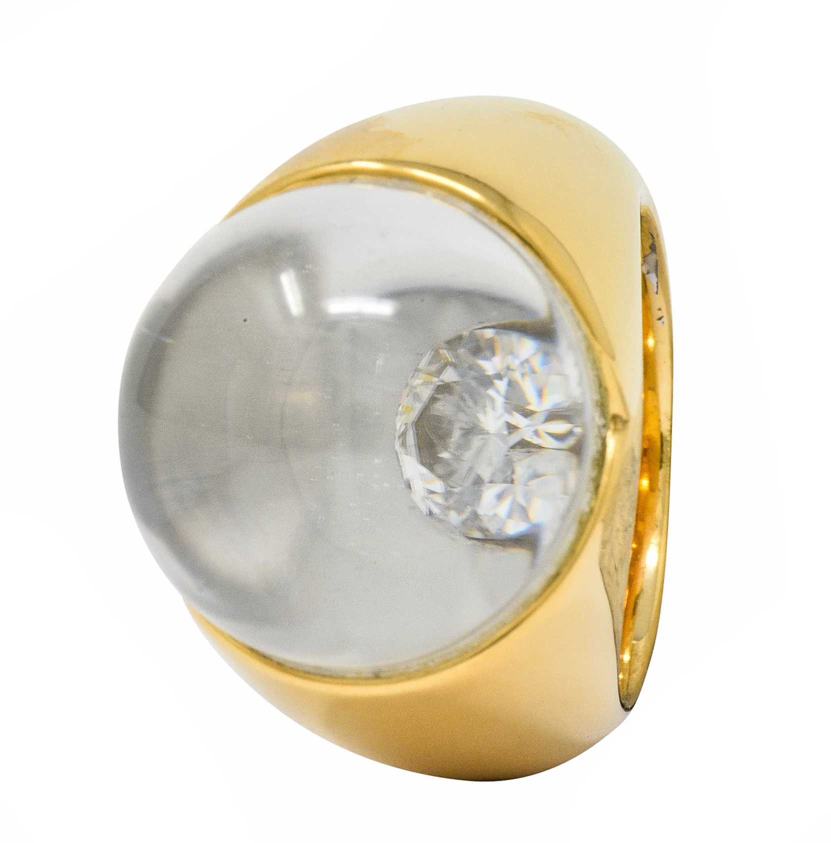 Mauboussin Paris Diamond Rock Crystal 18 Karat Gold Orb Ring - Image 11
