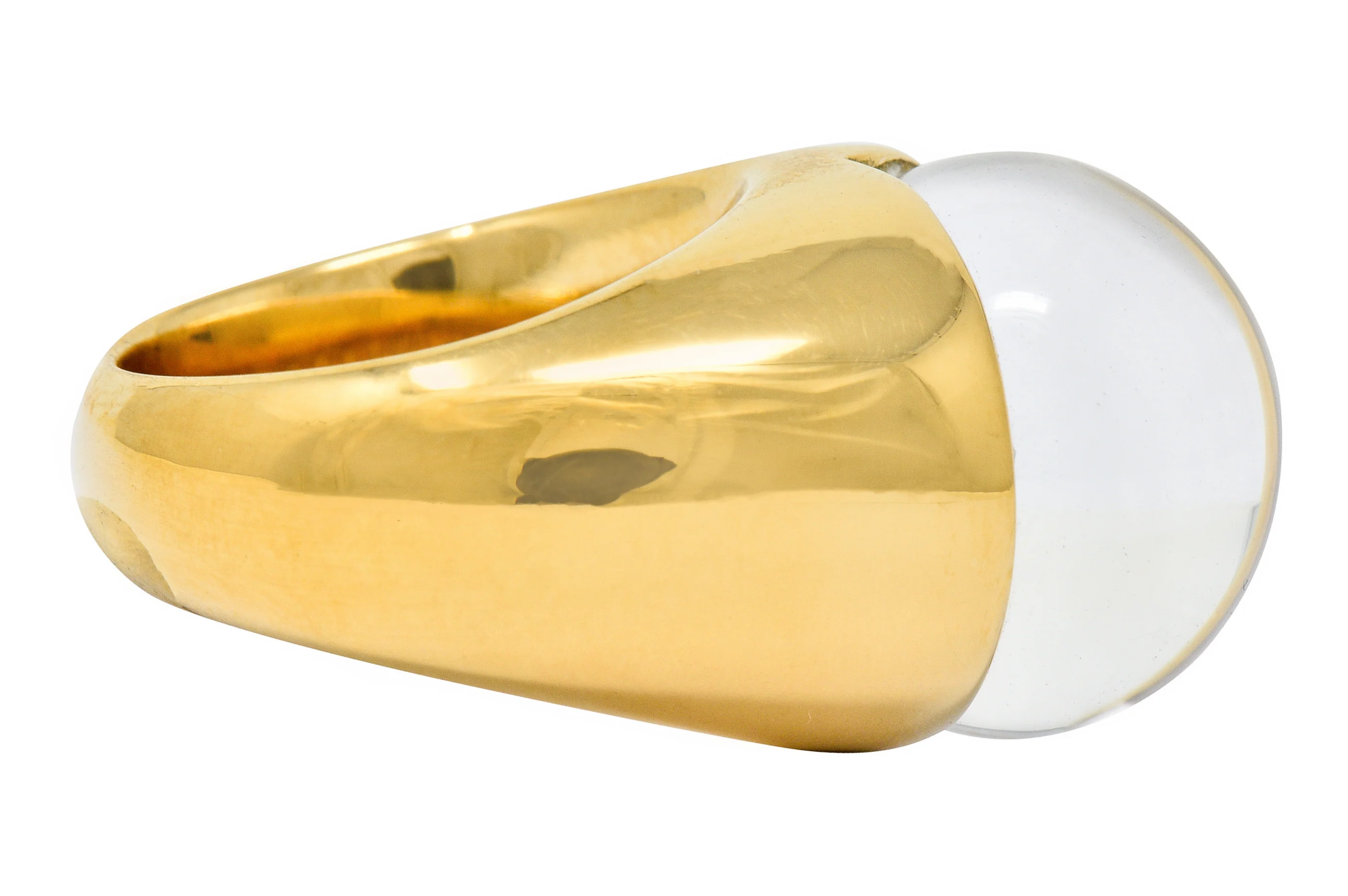 Mauboussin Paris Diamond Rock Crystal 18 Karat Gold Orb Ring - Image 3