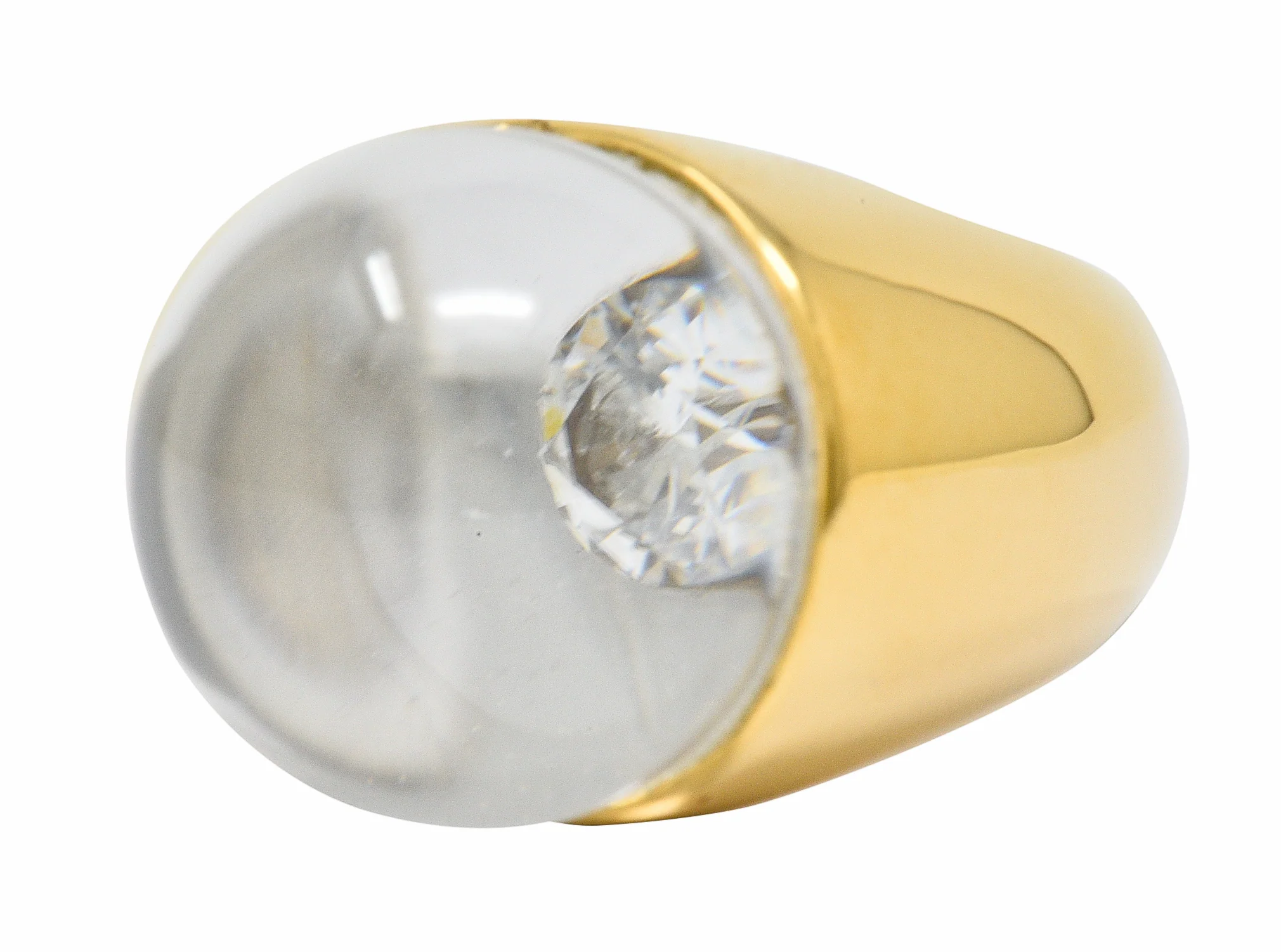 Mauboussin Paris Diamond Rock Crystal 18 Karat Gold Orb Ring - Image 5